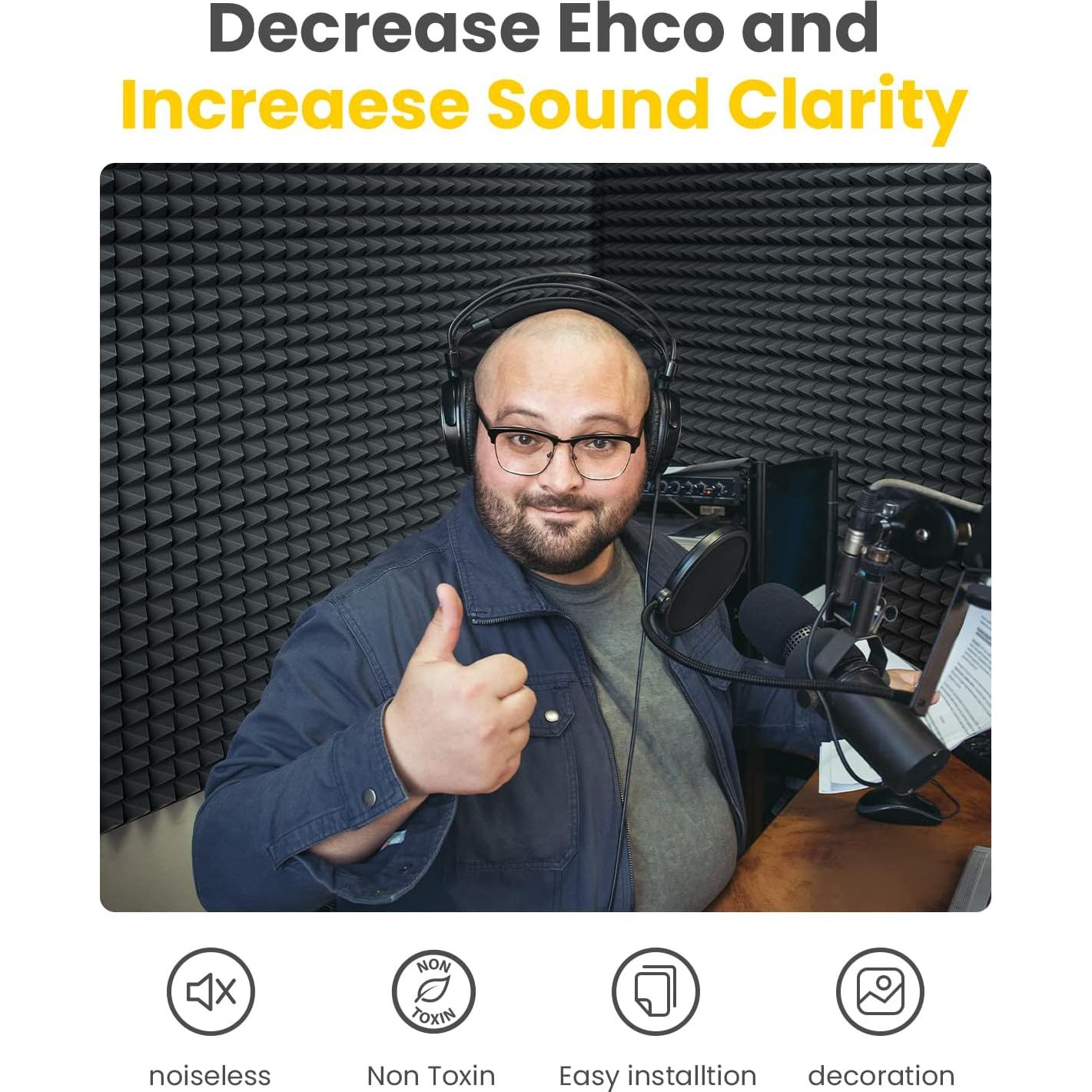 Paquete de 48 Paneles Acústicos BEEQUIET 30.48x30.48cm Negro