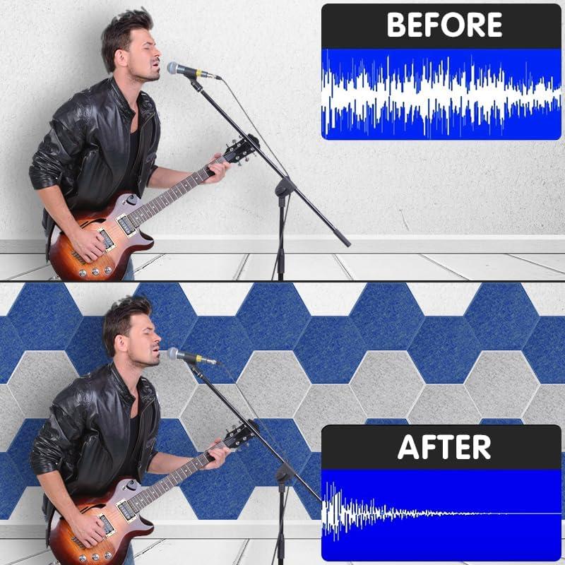 Paquete de 12 Paneles Acústicos Hexagonales QINGFANGLI 35.88x31.5cm