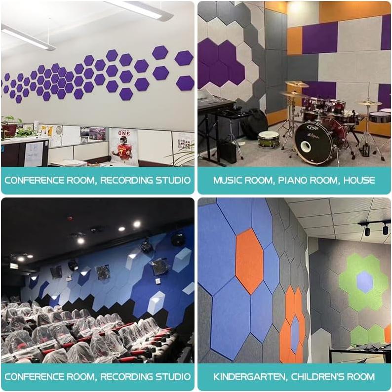 Paquete de 12 Paneles Acústicos Hexagonales QINGFANGLI 35.88x31.5cm