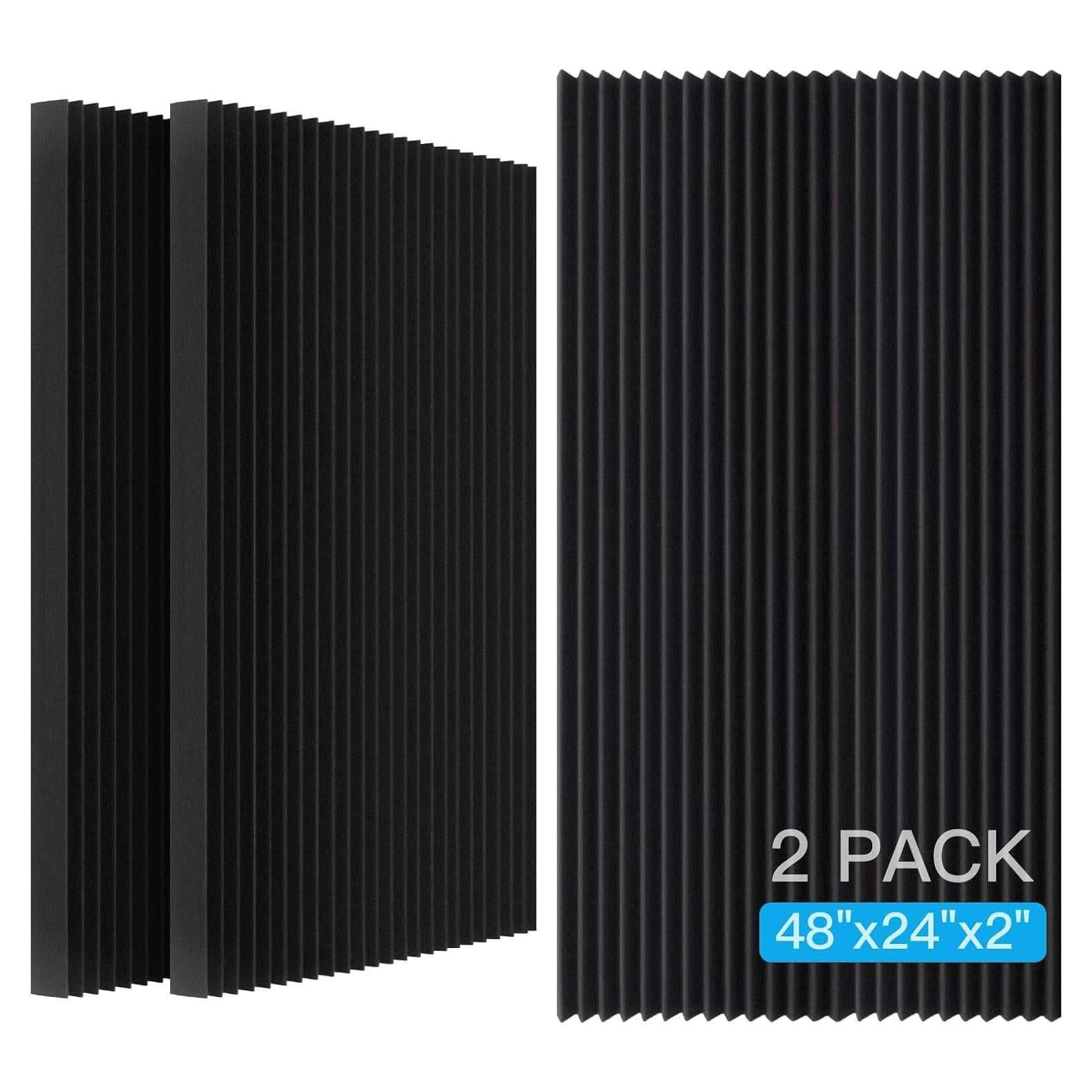 Paneles Acústicos de Espuma Aislantes 2 Pcs 121.9x61 cm Negro