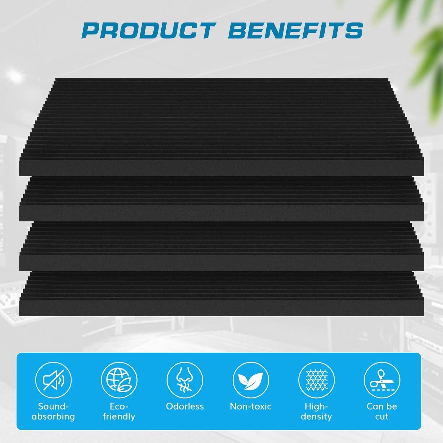 Paneles Acústicos de Espuma Aislantes 2 Pcs 121.9x61 cm Negro