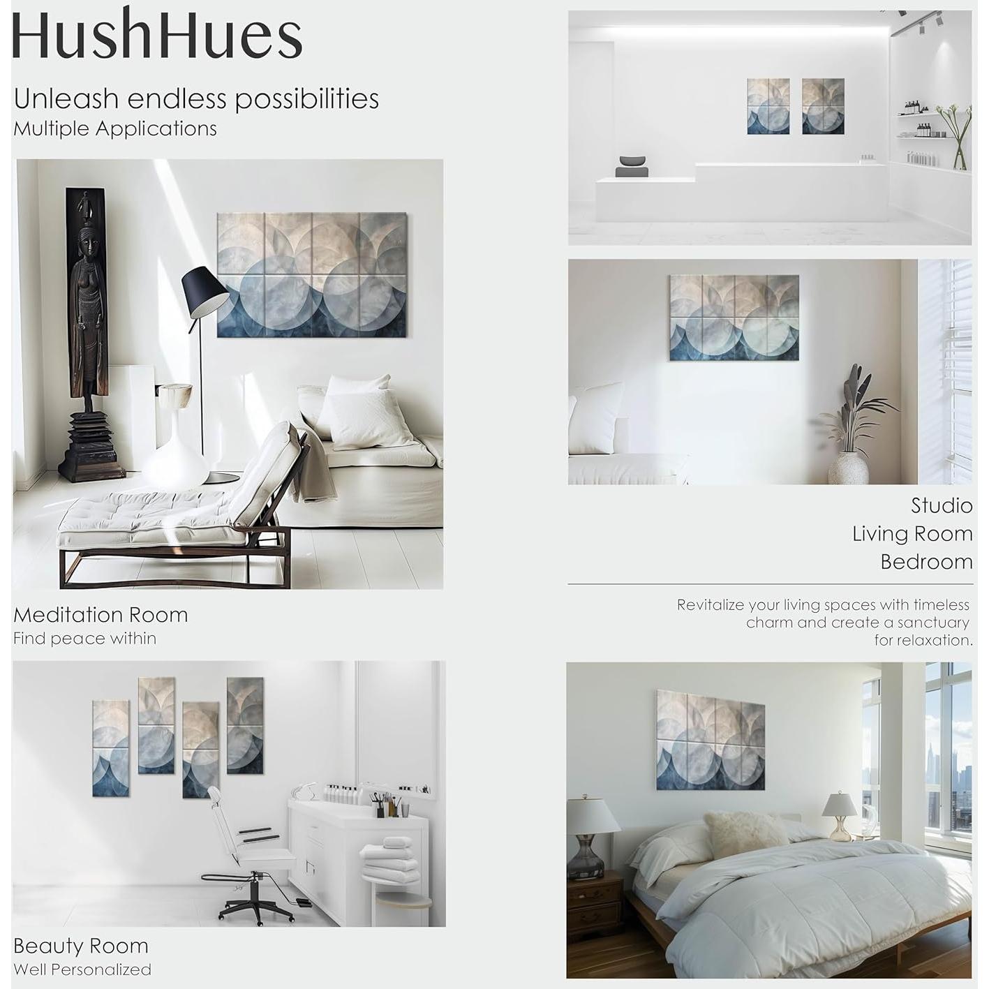 Paquete de 8 Paneles Acústicos HushHues 122x81 cm Aislantes Sonido