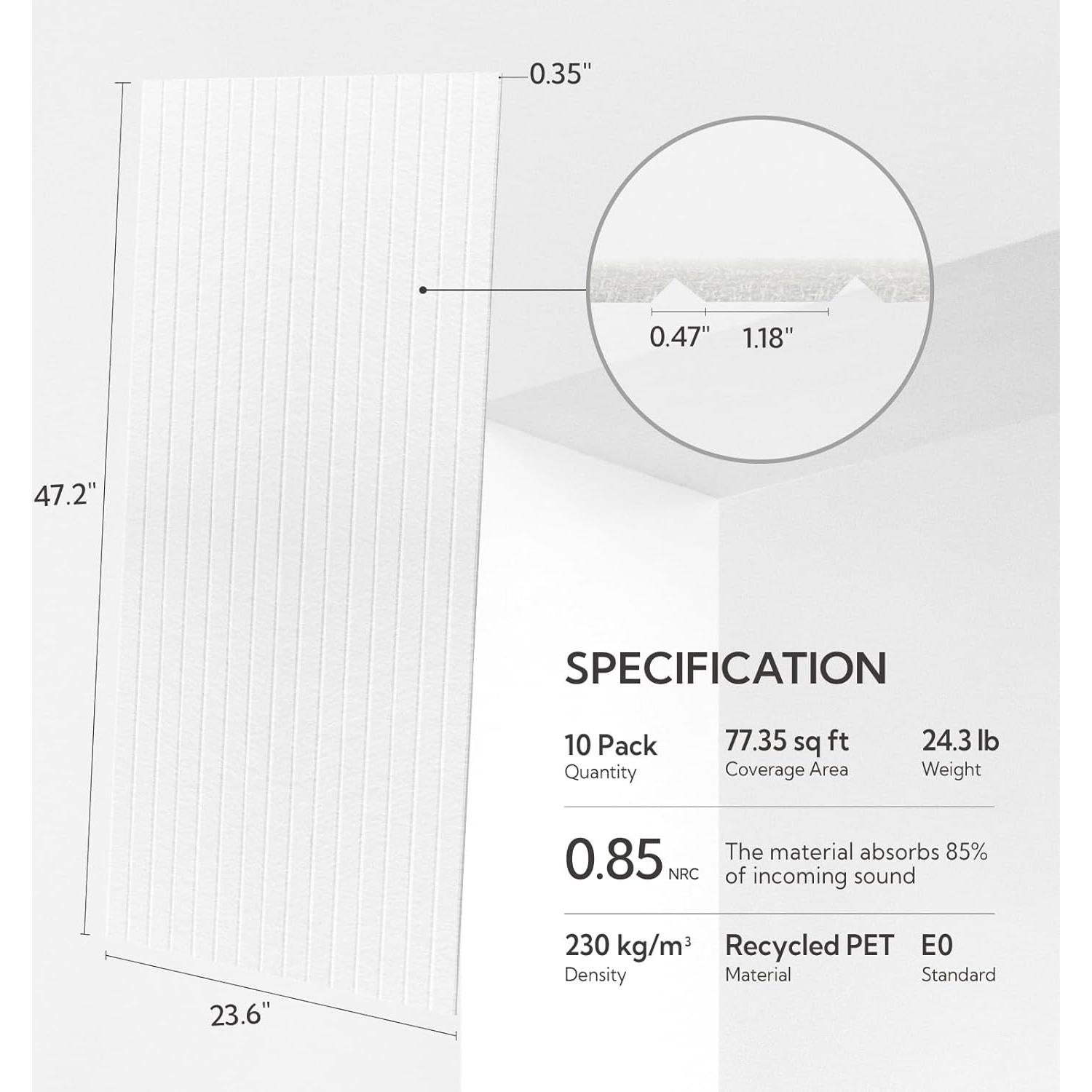 Paneles Acústicos Olanglab 10 Unidades 119x58 cm Absorbentes