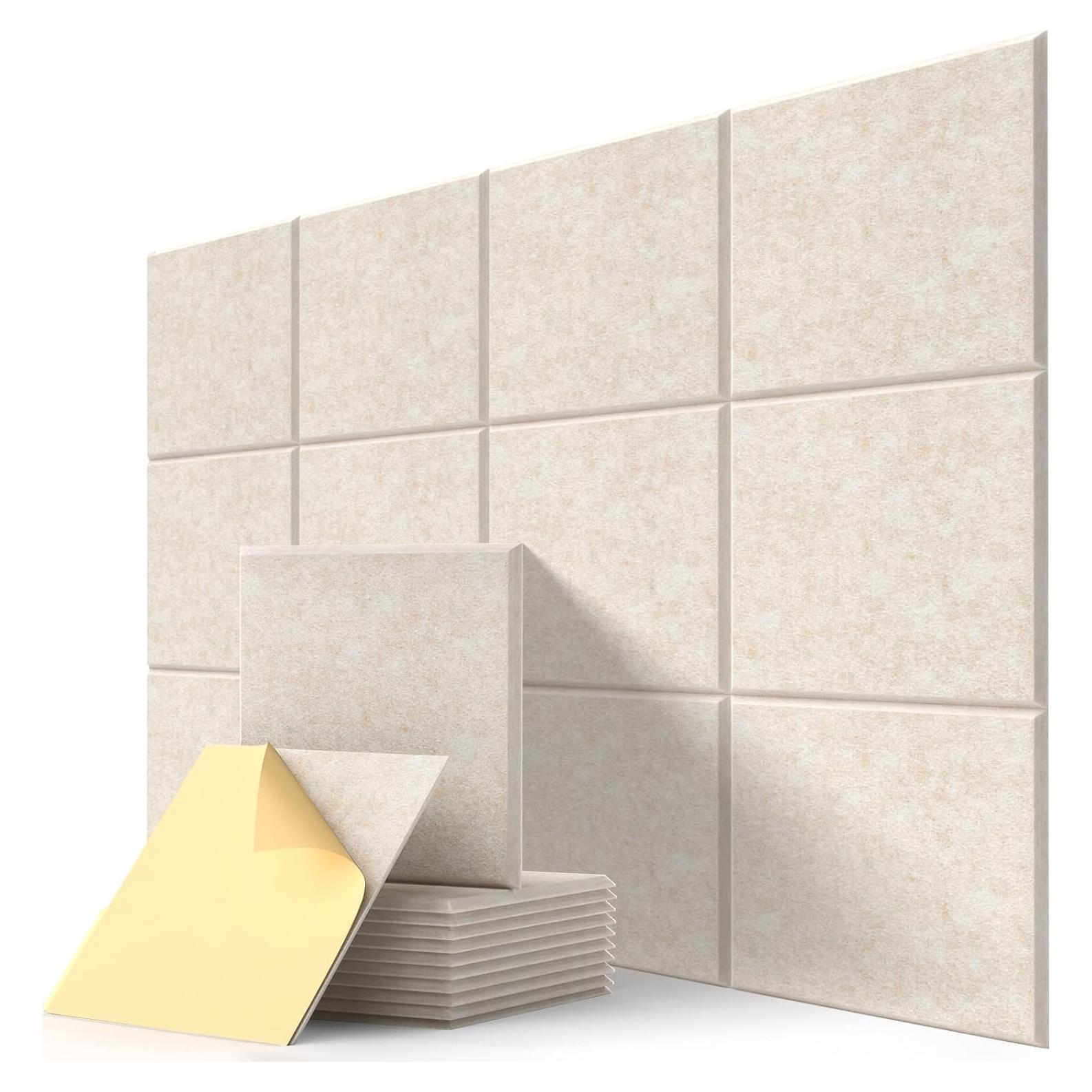 Paneles Acústicos Kuchoow 12 Paquetes 30.48x30.48cm Camello