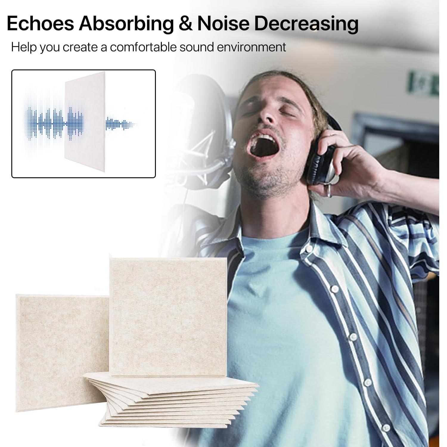 Paneles Acústicos Kuchoow 12 Paquetes 30.48x30.48cm Camello