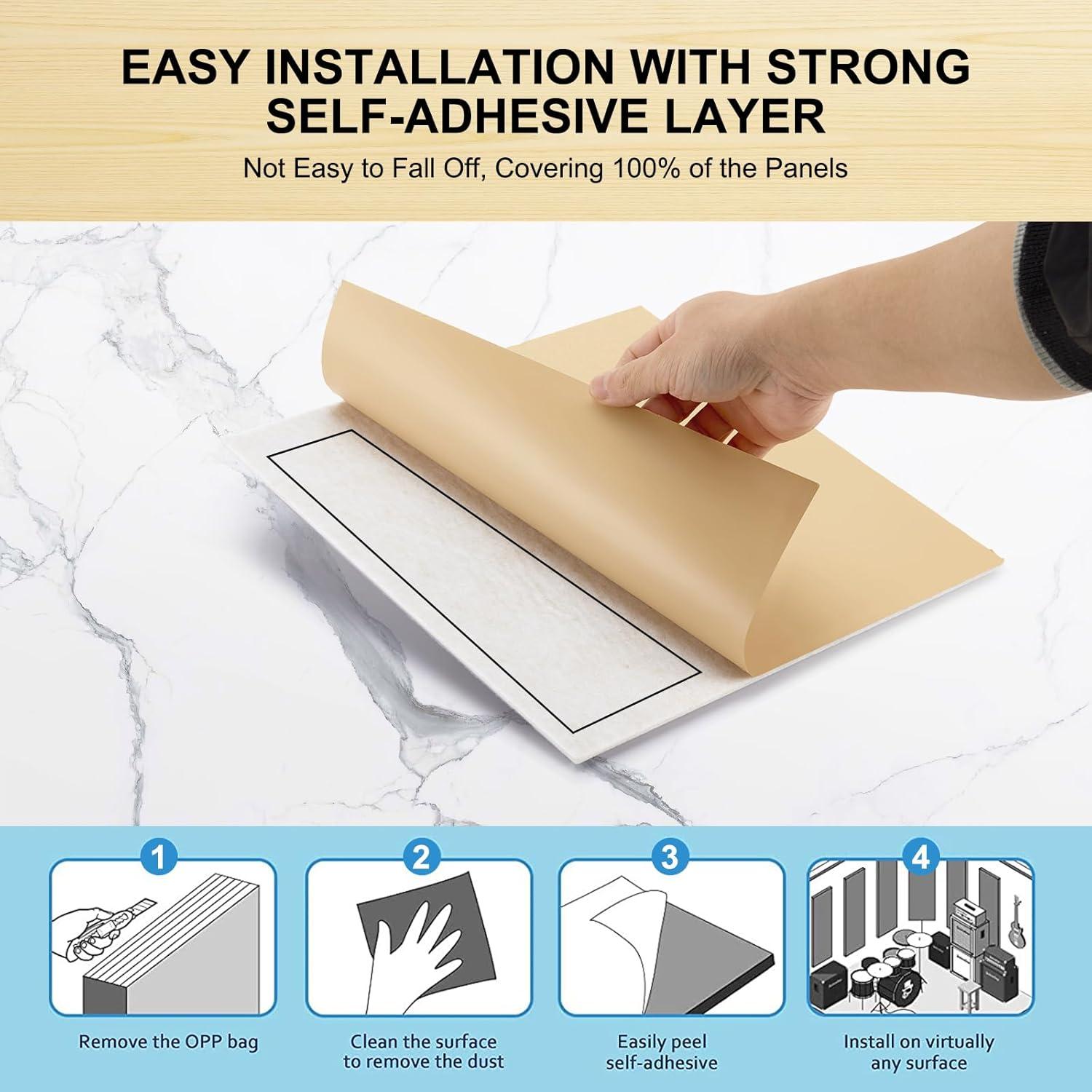 Paneles Acústicos Kuchoow 12 Paquetes 30.48x30.48cm Camello