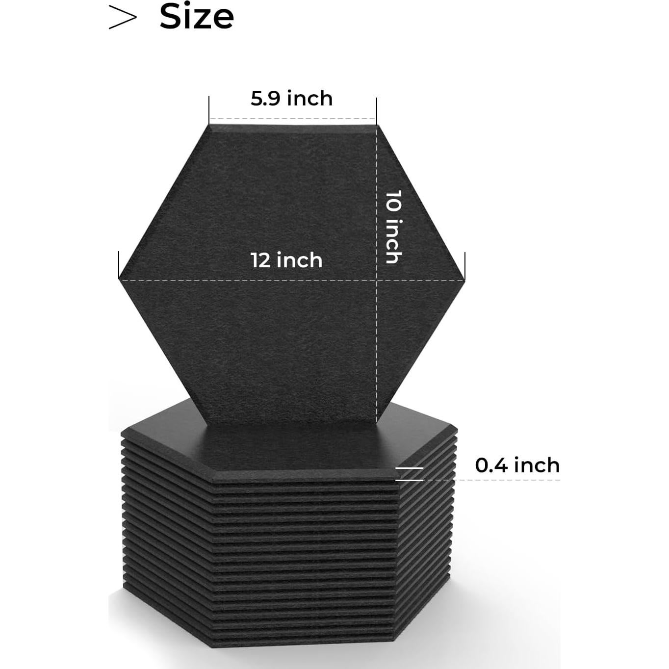 Paquete de 18 Paneles Acústicos Hexagonales Autoadhesivos 30.5x25.4cm
