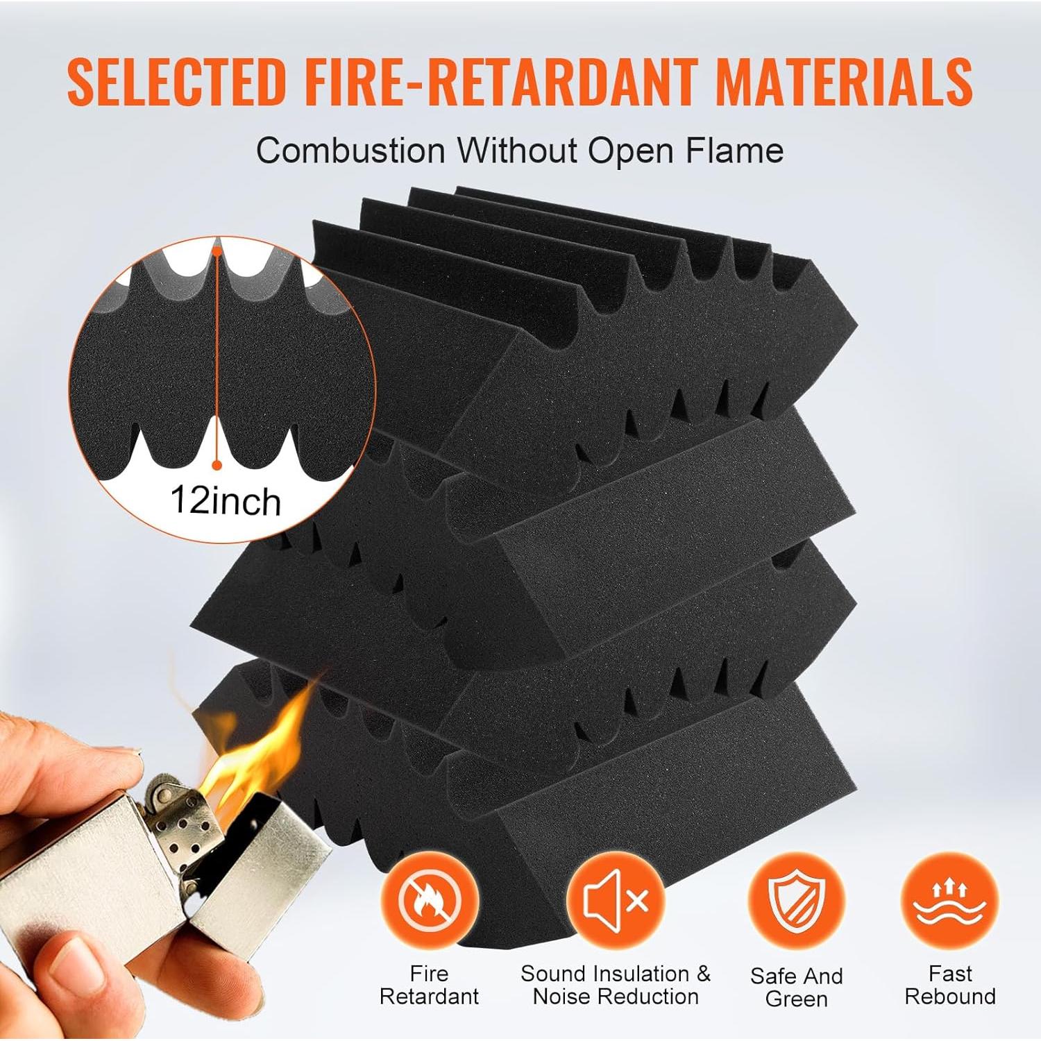 Paneles Acústicos VEVOR 4 Piezas 42x16x30.5 cm Alta Densidad