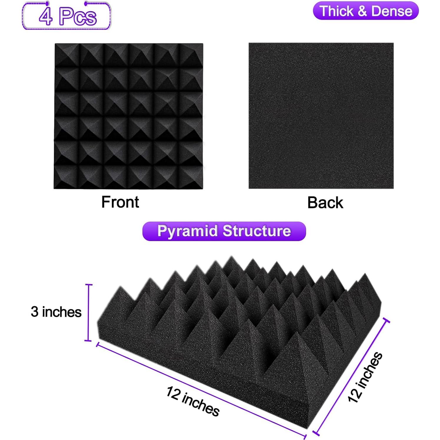Paneles Acústicos TroyStudio 30x30 cm, 4 Pcs, Aislamiento Sonoro