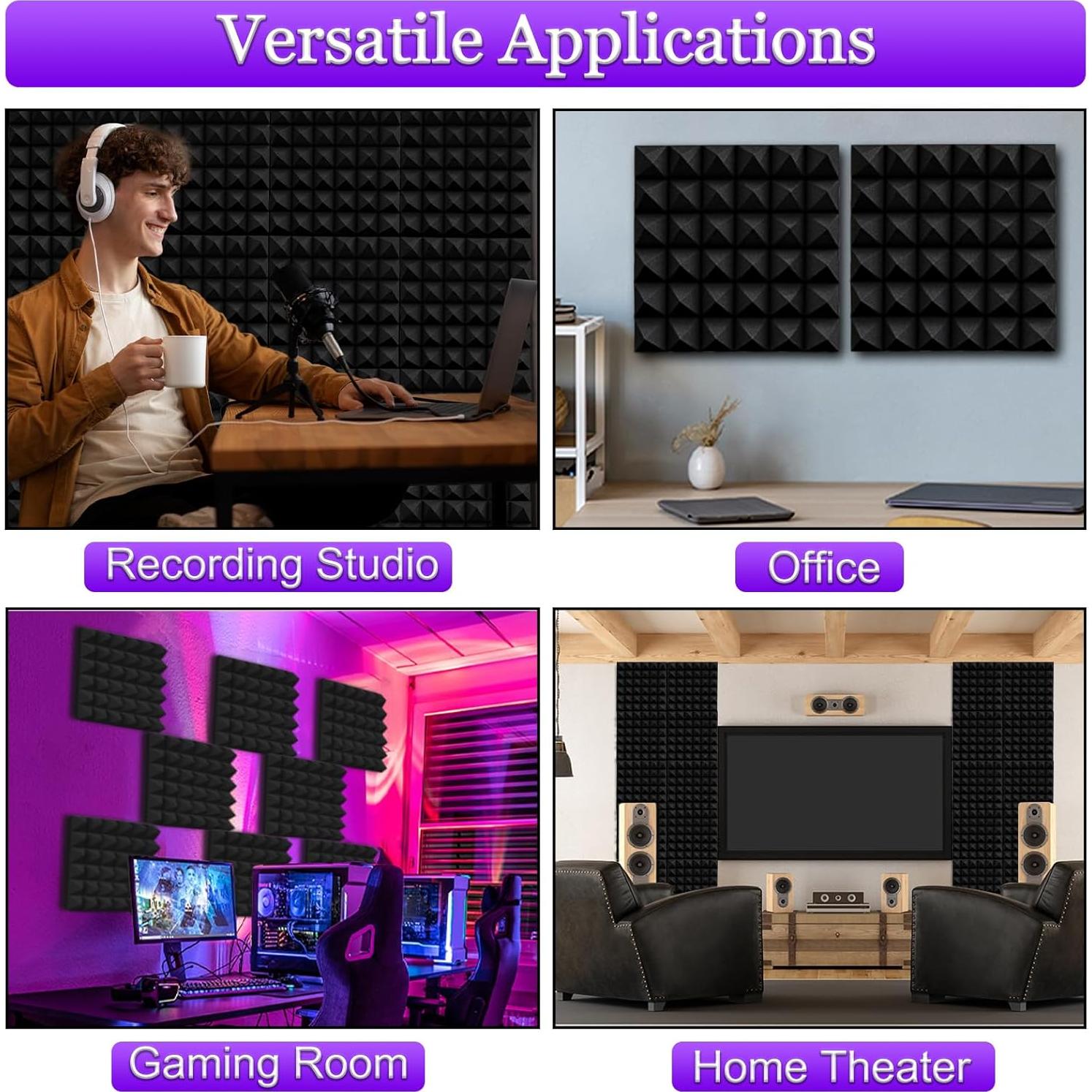 Paneles Acústicos TroyStudio 30x30 cm, 4 Pcs, Aislamiento Sonoro