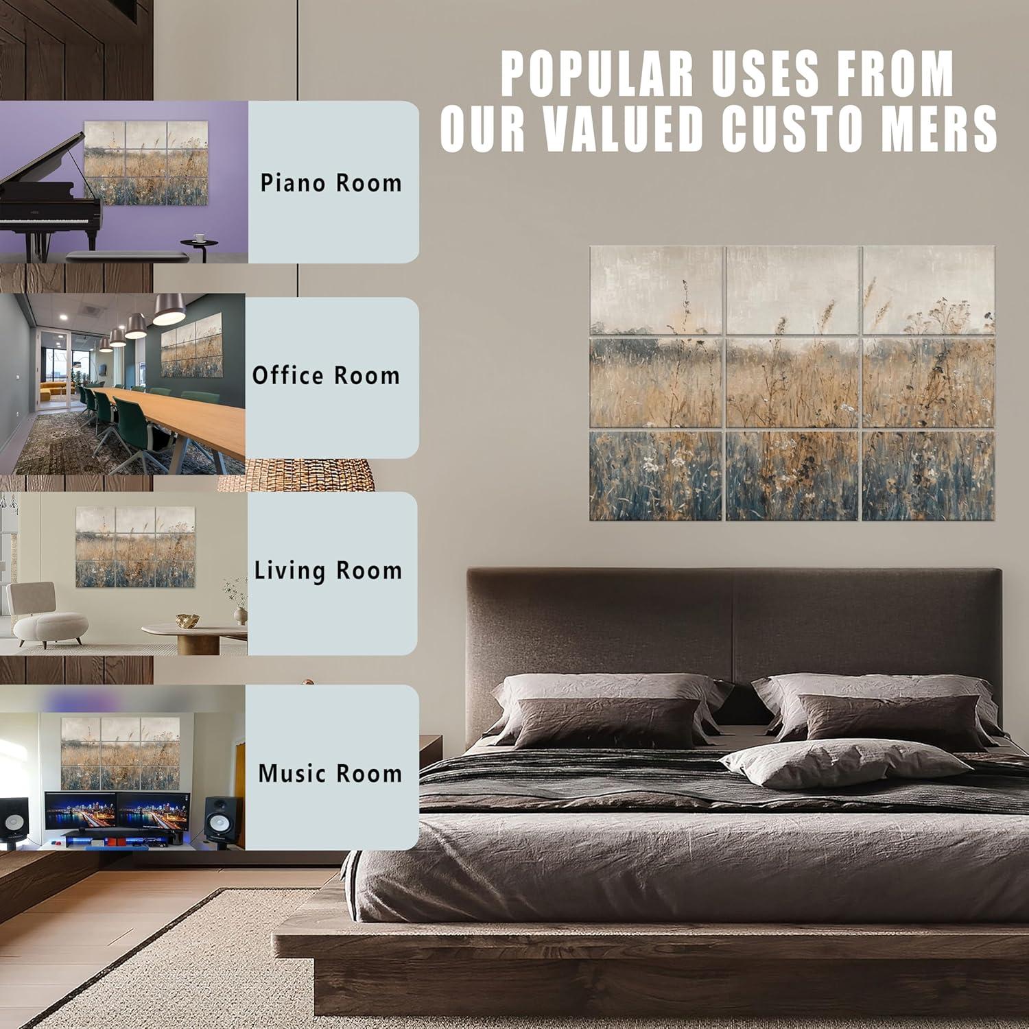 Paquete de 9 Paneles Acústicos ENSPEST 121.92x91.44 cm Decorativos