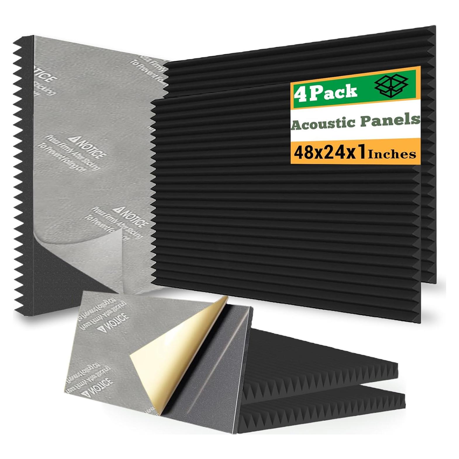 Paneles Acústicos EEKIYA Autoadhesivos 4 Piezas 48x24x2.54 cm