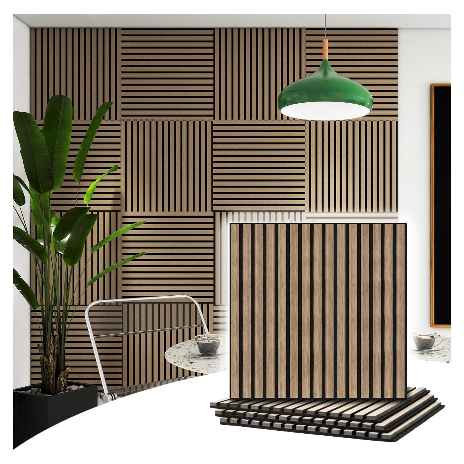 Paneles Acústicos 3D de Madera Nuez 60x60 cm - 4 Pcs