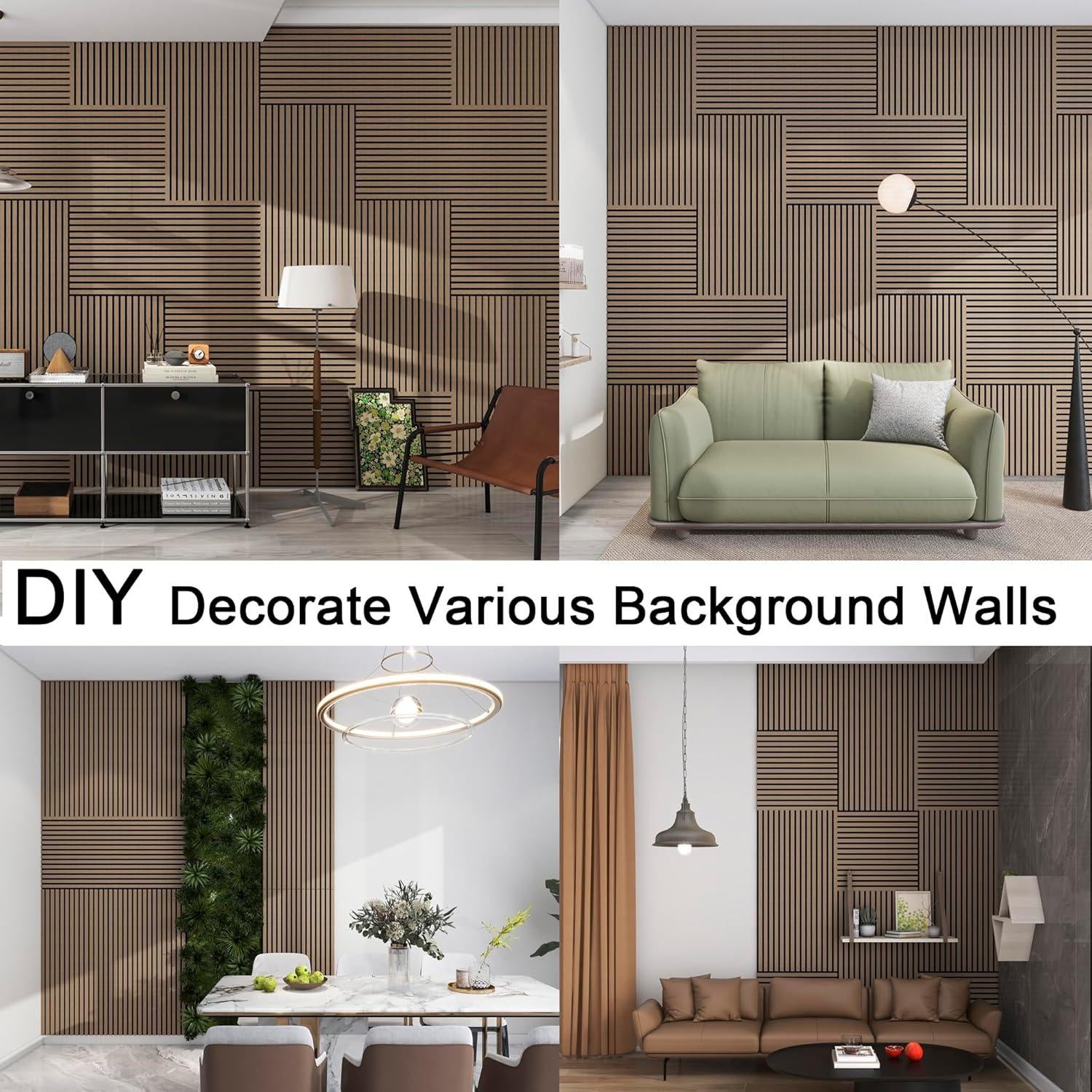 Paneles Acústicos 3D de Madera Nuez 60x60 cm - 4 Pcs