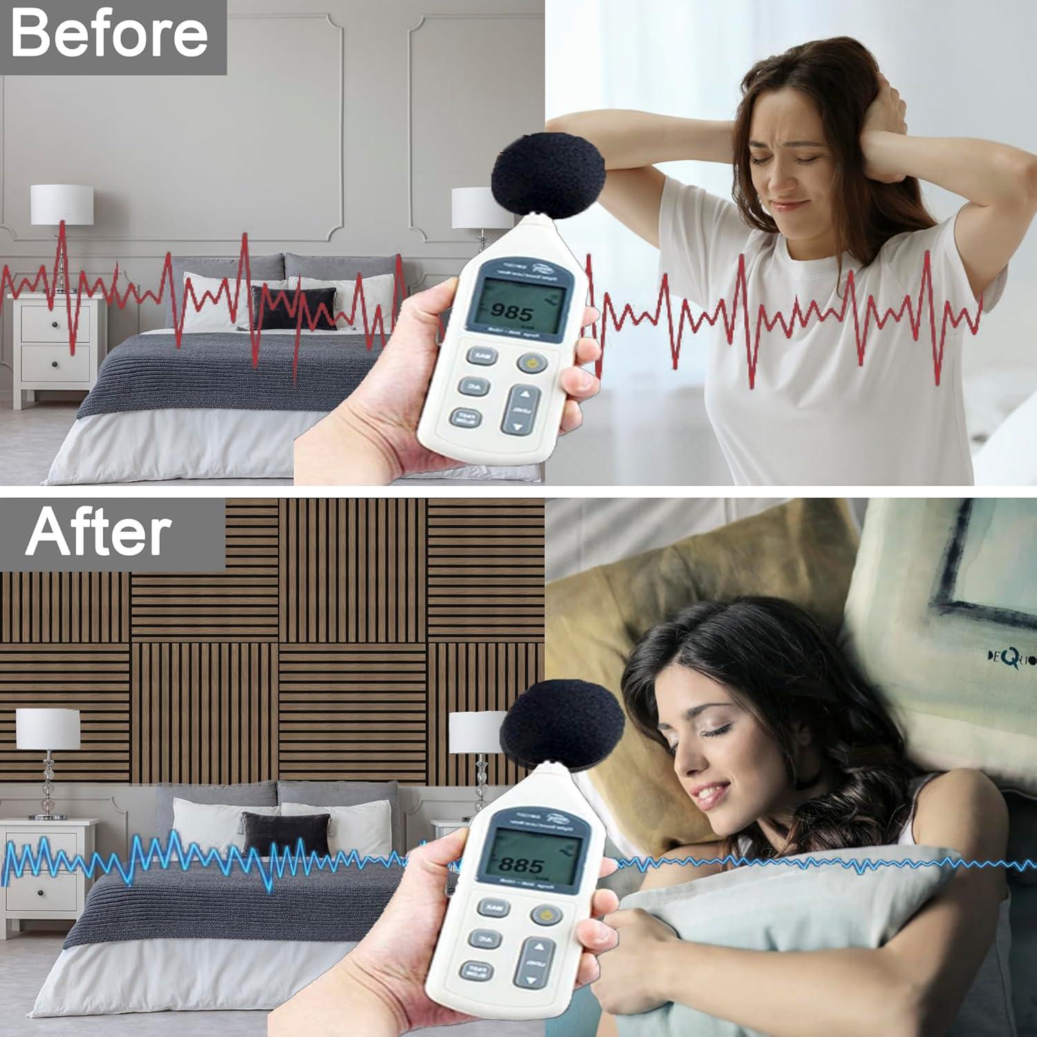 Paneles Acústicos 3D de Madera Nuez 60x60 cm - 4 Pcs