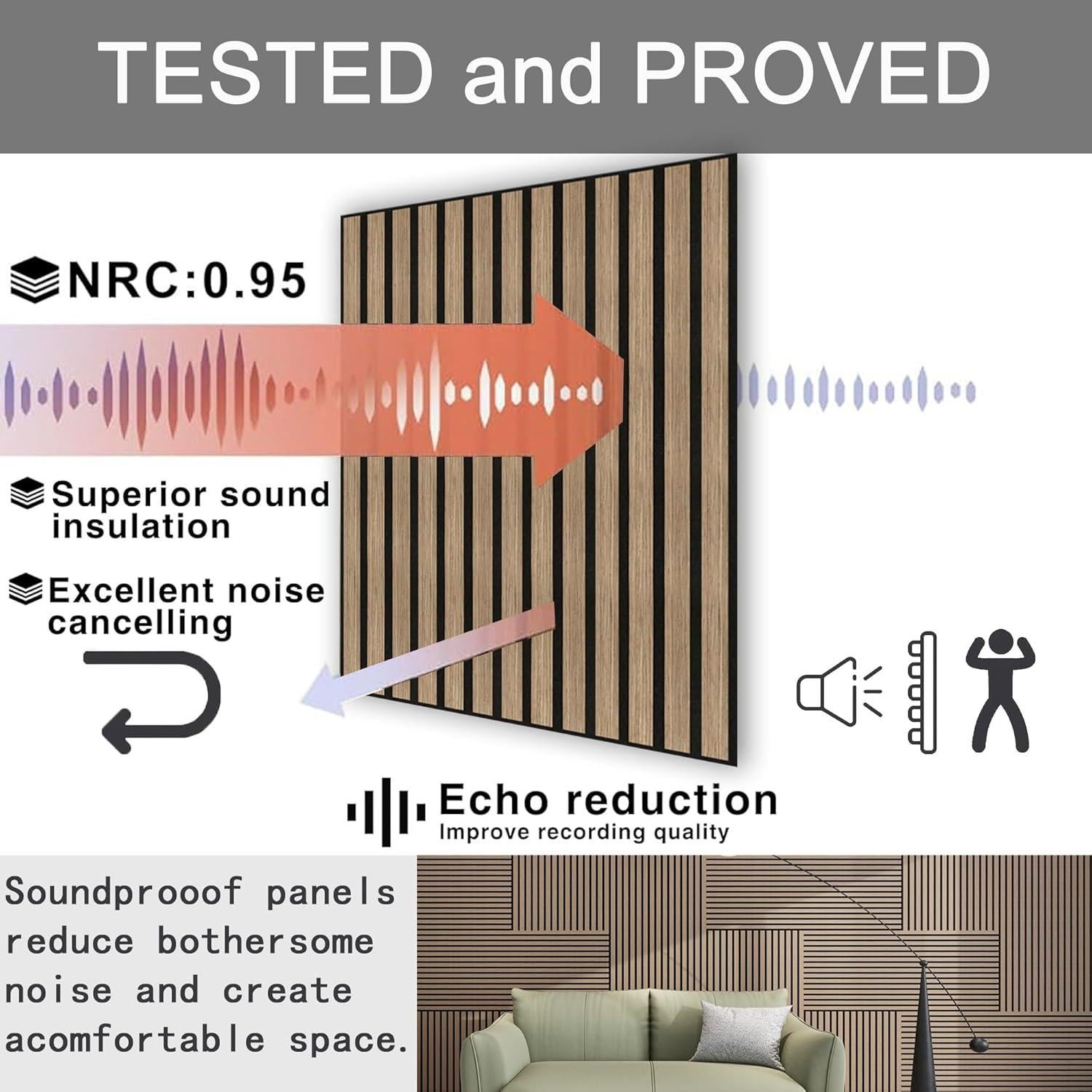 Paneles Acústicos 3D de Madera Nuez 60x60 cm - 4 Pcs