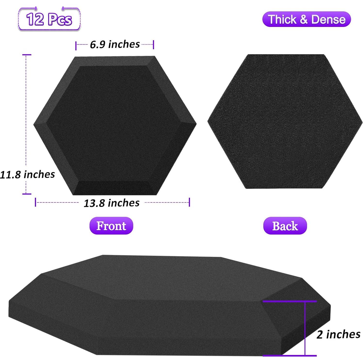 Paneles Acústicos Hexagonales TroyStudio 12 Pcs 35.1x30 cm