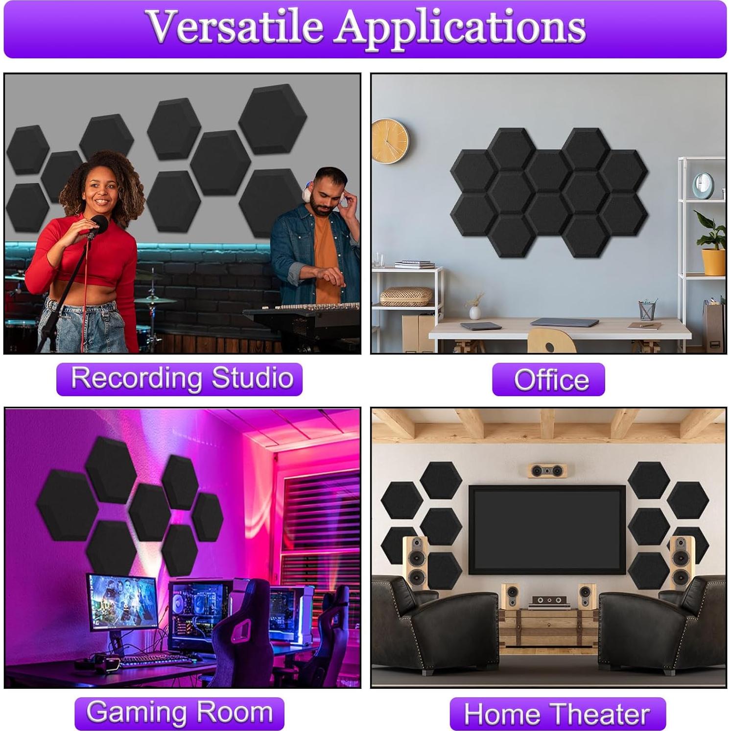 Paneles Acústicos Hexagonales TroyStudio 12 Pcs 35.1x30 cm