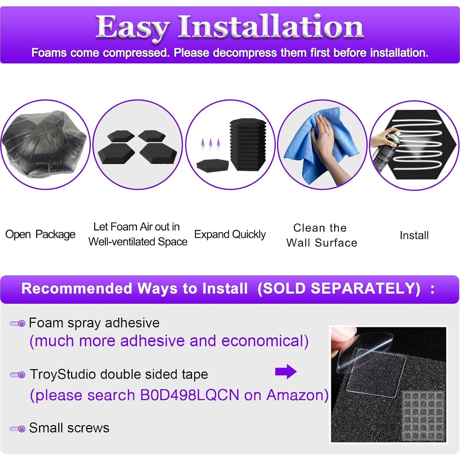 Paneles Acústicos Hexagonales TroyStudio 12 Pcs 35.1x30 cm