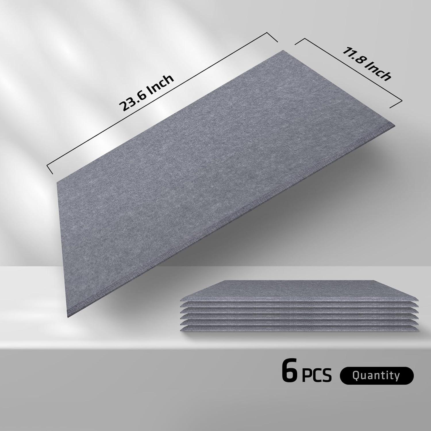Paneles Acústicos Autoadhesivos 6 PCS 60x30 cm Alta Densidad Gris