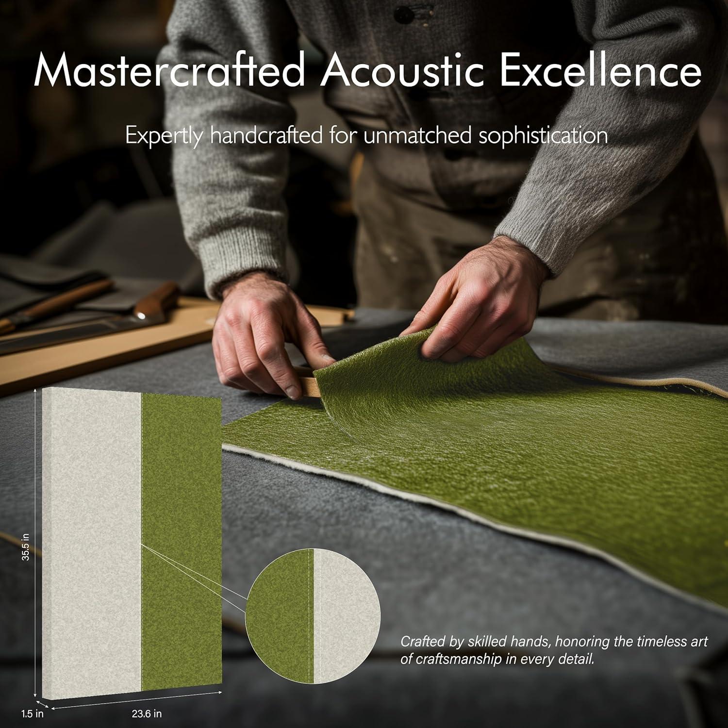 Paquete de 3 Paneles Acústicos de Tela Cosidos 90x60 cm Verde y Gris