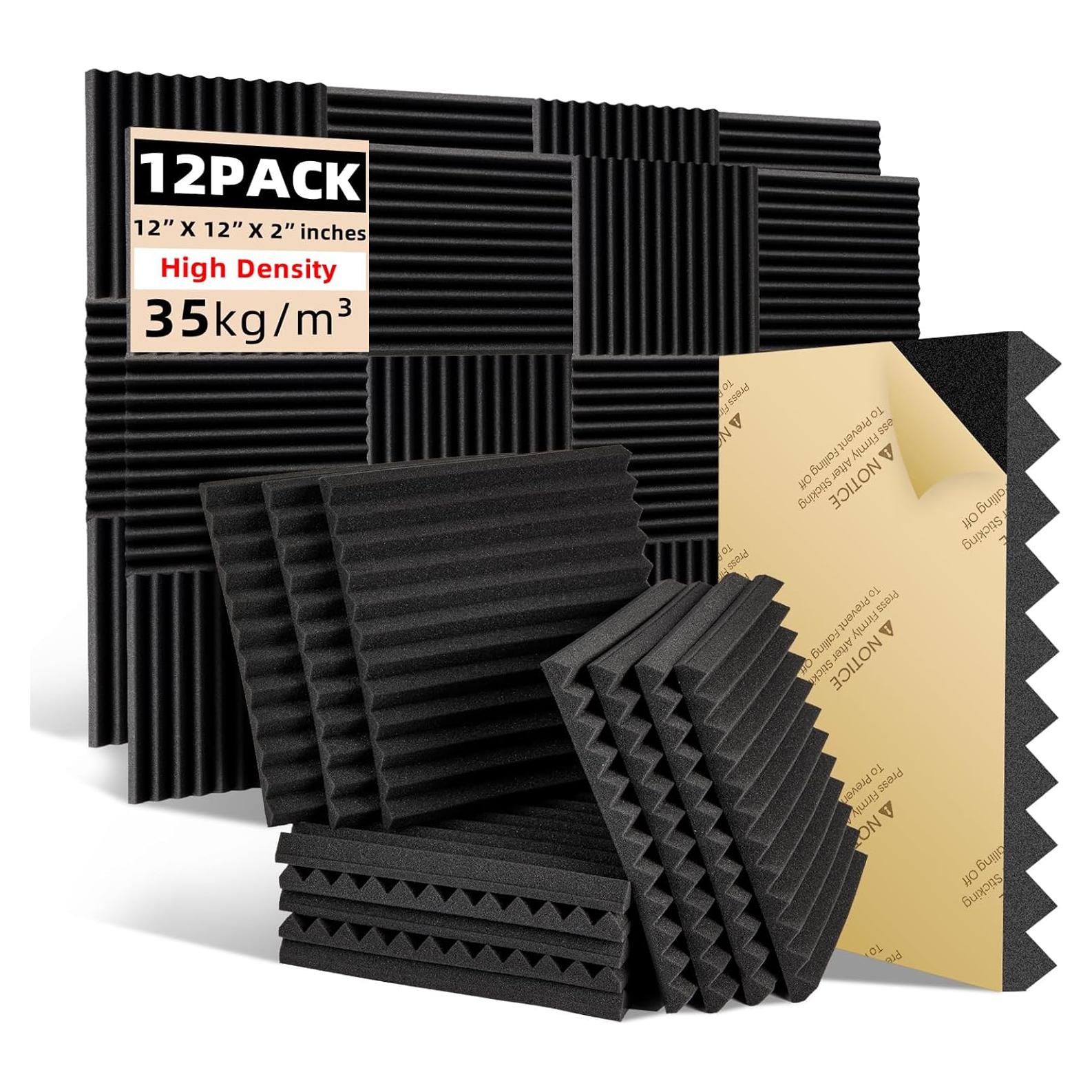 Paneles de Espuma Acústica Earppie 12PCS 30.48x30.48cm Negro