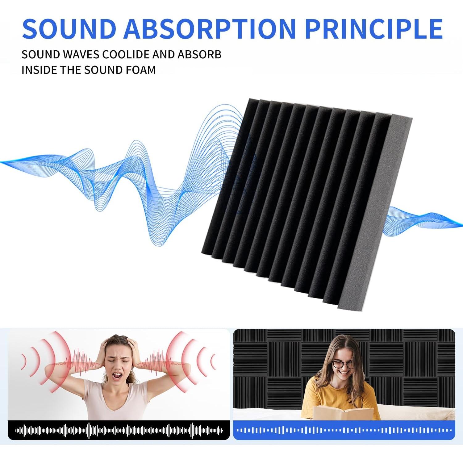 Paneles de Espuma Acústica Earppie 12PCS 30.48x30.48cm Negro