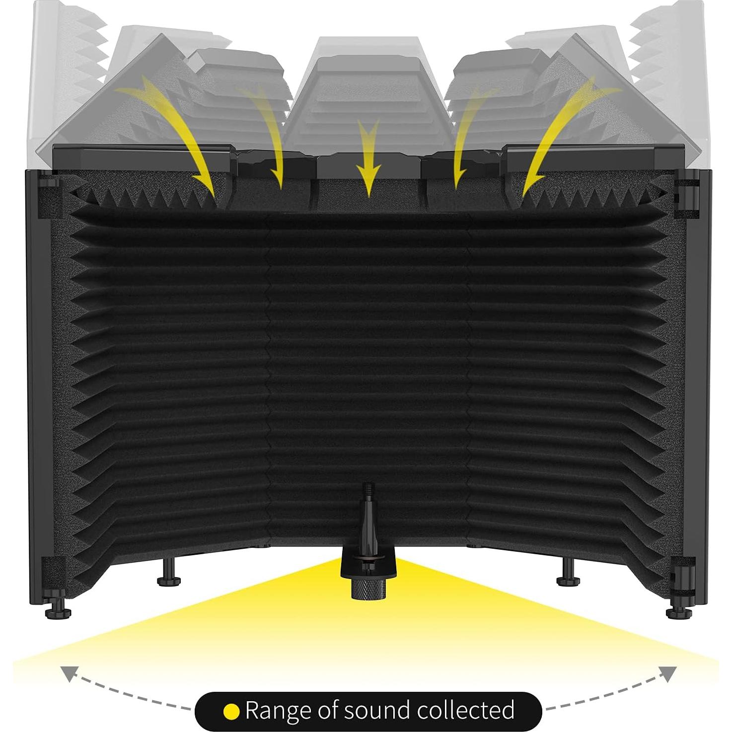 XTUGA Escudo de Aislamiento para Micrófono MIS02 Negro 5 Paneles