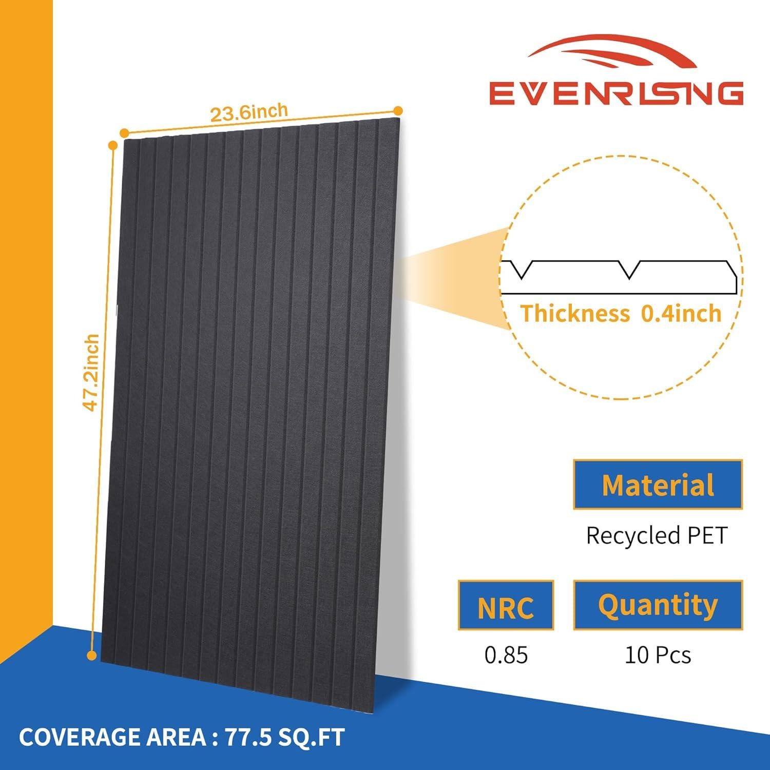 Paquete de 10 Paneles Acústicos 120x60 cm EVENRISING Negro