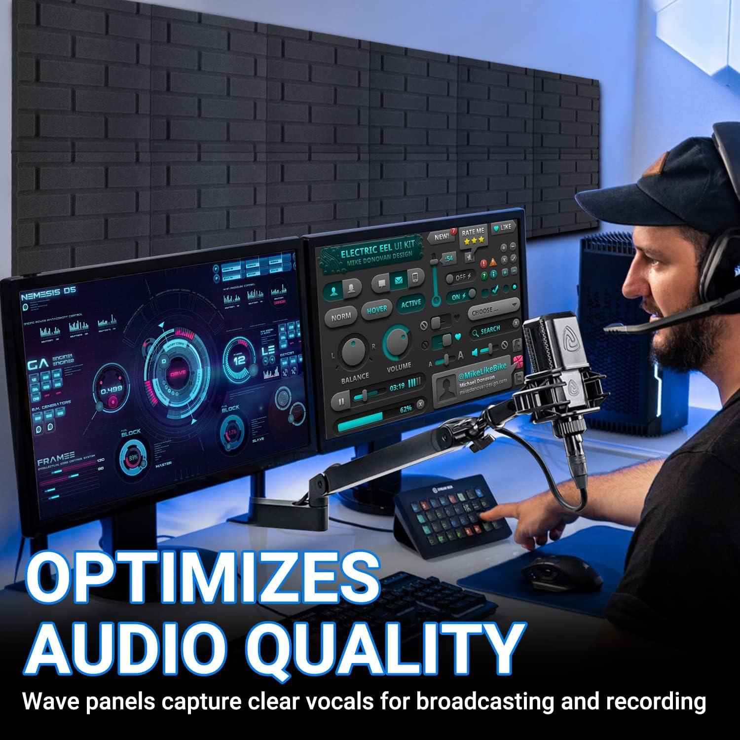 Paneles de Espuma Aislantes de Sonido Topnaca 12 Piezas 30.48cm