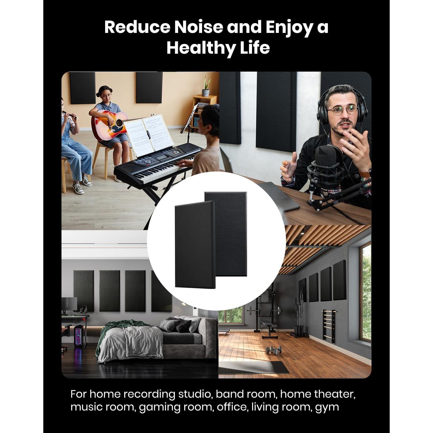 Paneles Acústicos Moukey 4 PCS 60x30 cm Aislantes Sonido Negro