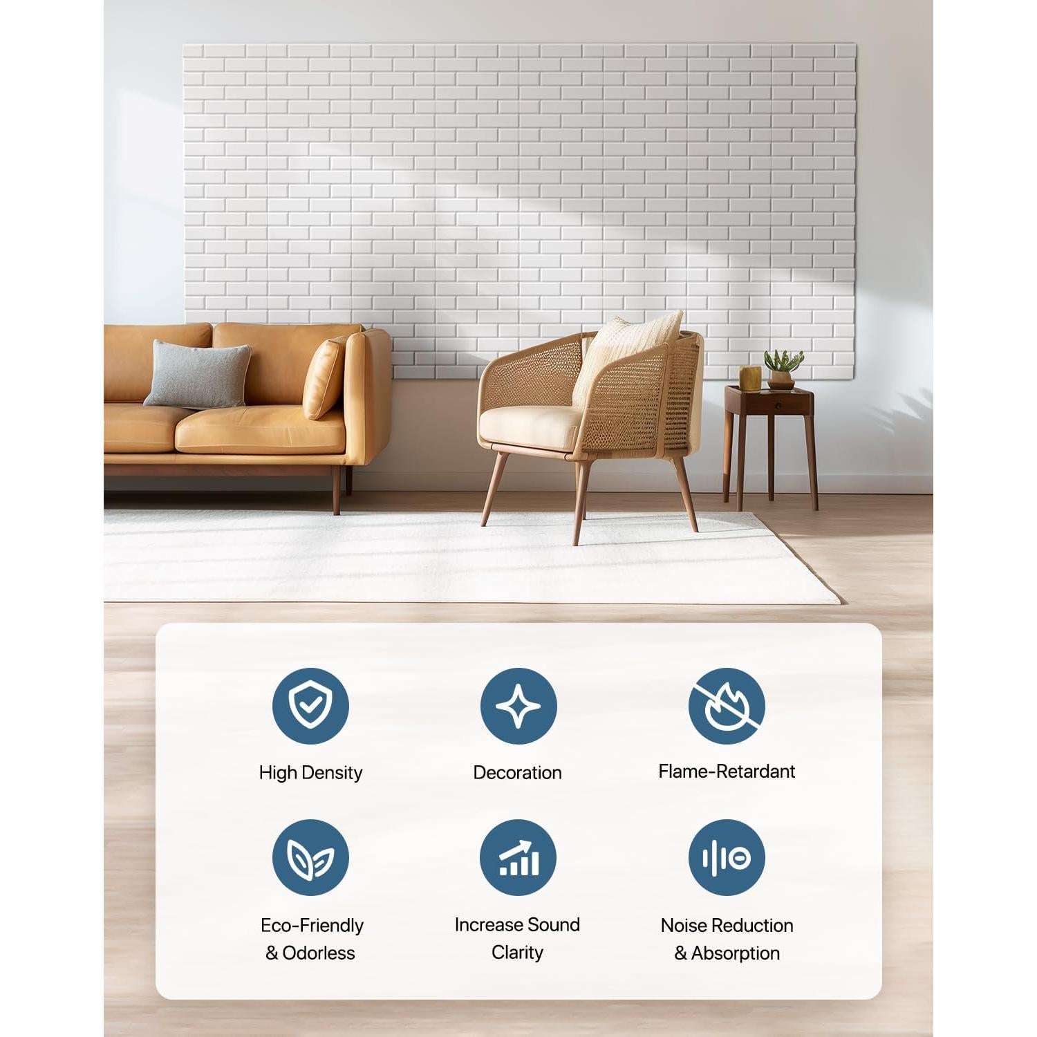 Paneles Aislantes Acústicos Kuchoow 12 Piezas 30x30cm Blanco