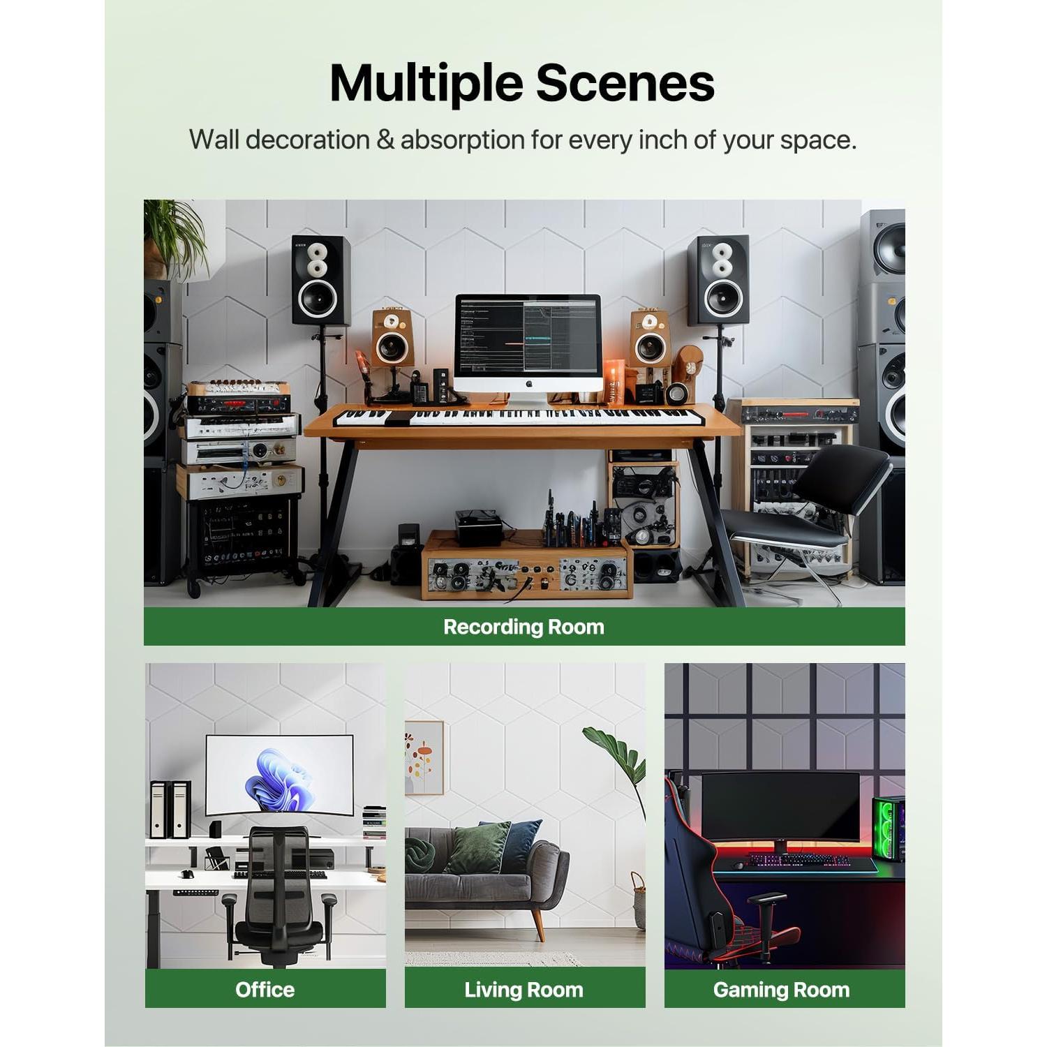 Paneles Acústicos Aislantes de Sonido Y-Line, 12 Piezas 30.48x25.9 cm