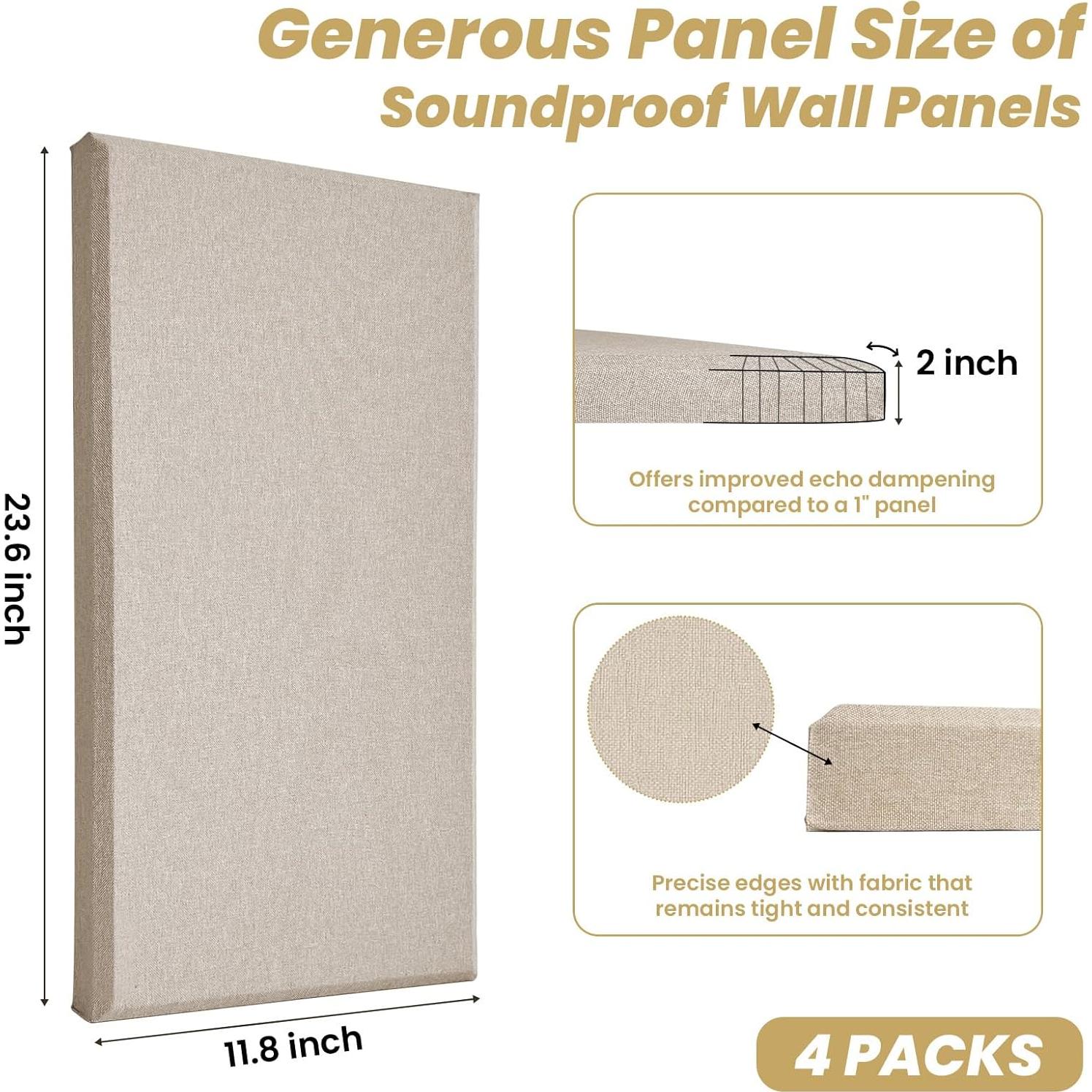 4 Paneles Aislantes de Sonido Acústicos Camel 60x30 cm