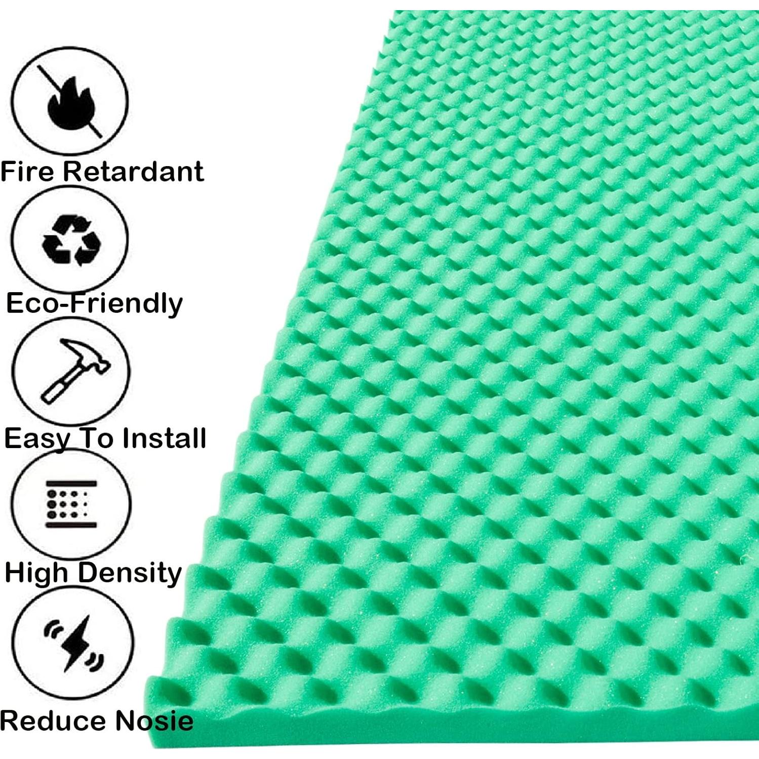 Paneles de Espuma Acústica 2 Pcs Verde 121.9x61x5.1 cm Ignífugos
