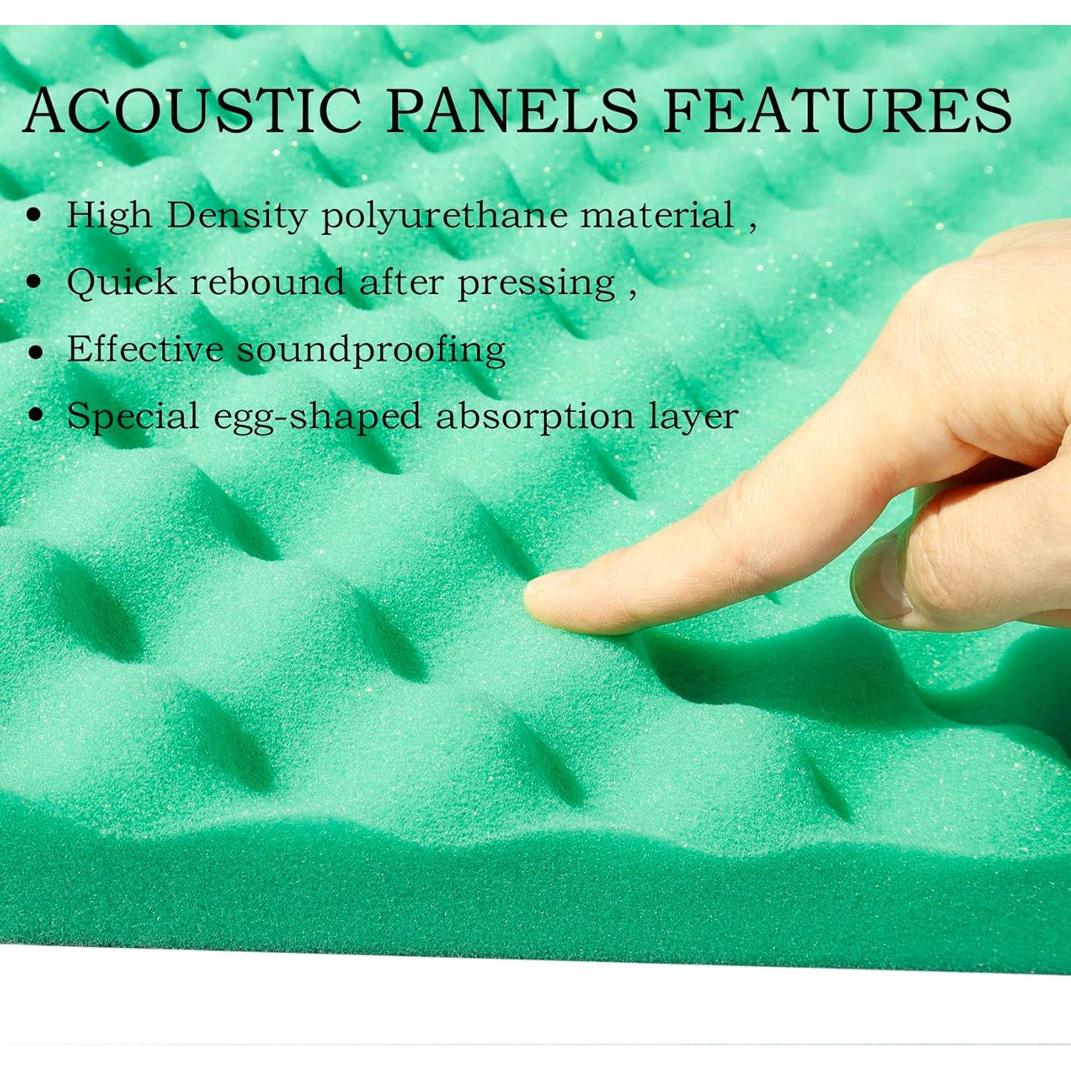 Paneles de Espuma Acústica 2 Pcs Verde 121.9x61x5.1 cm Ignífugos