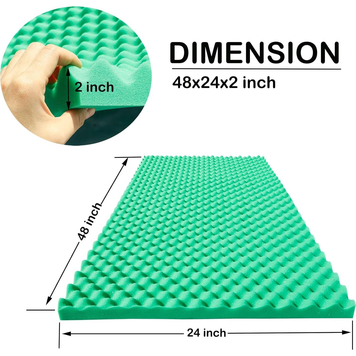 Paneles de Espuma Acústica 2 Pcs Verde 121.9x61x5.1 cm Ignífugos