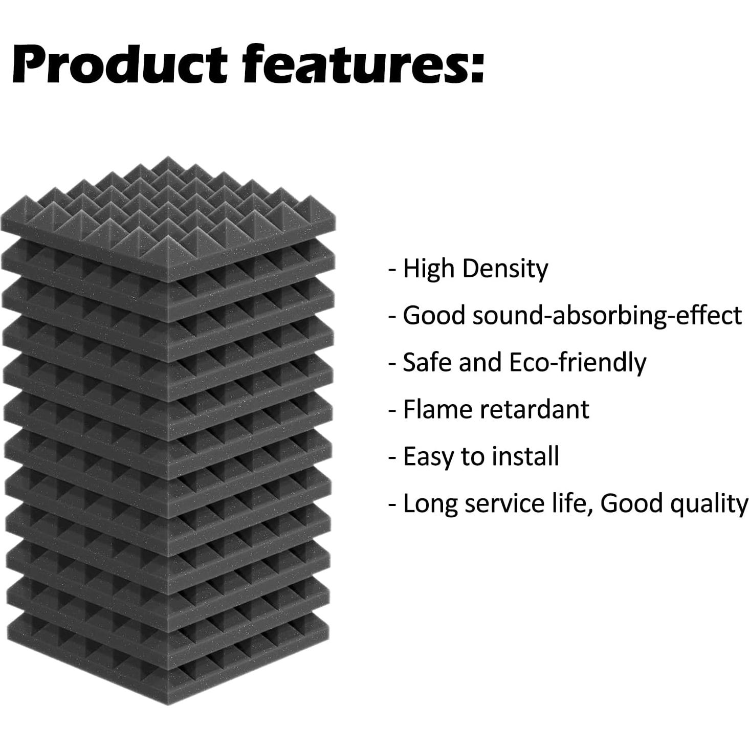 Paquete de 12 Paneles Acústicos Pirámide 30.48x30.48 cm