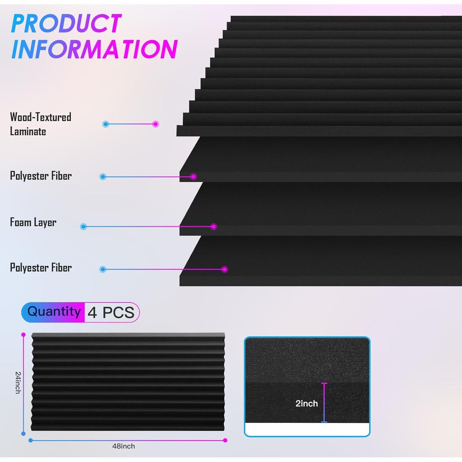Paneles Acústicos de Espuma Aislante 121.9x61cm - Paquete de 2