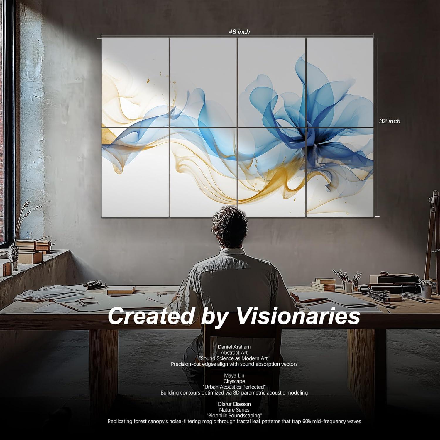 Paneles Acústicos Mollywell Seda Abstracta 121.9x81.3 cm 8 Pzas