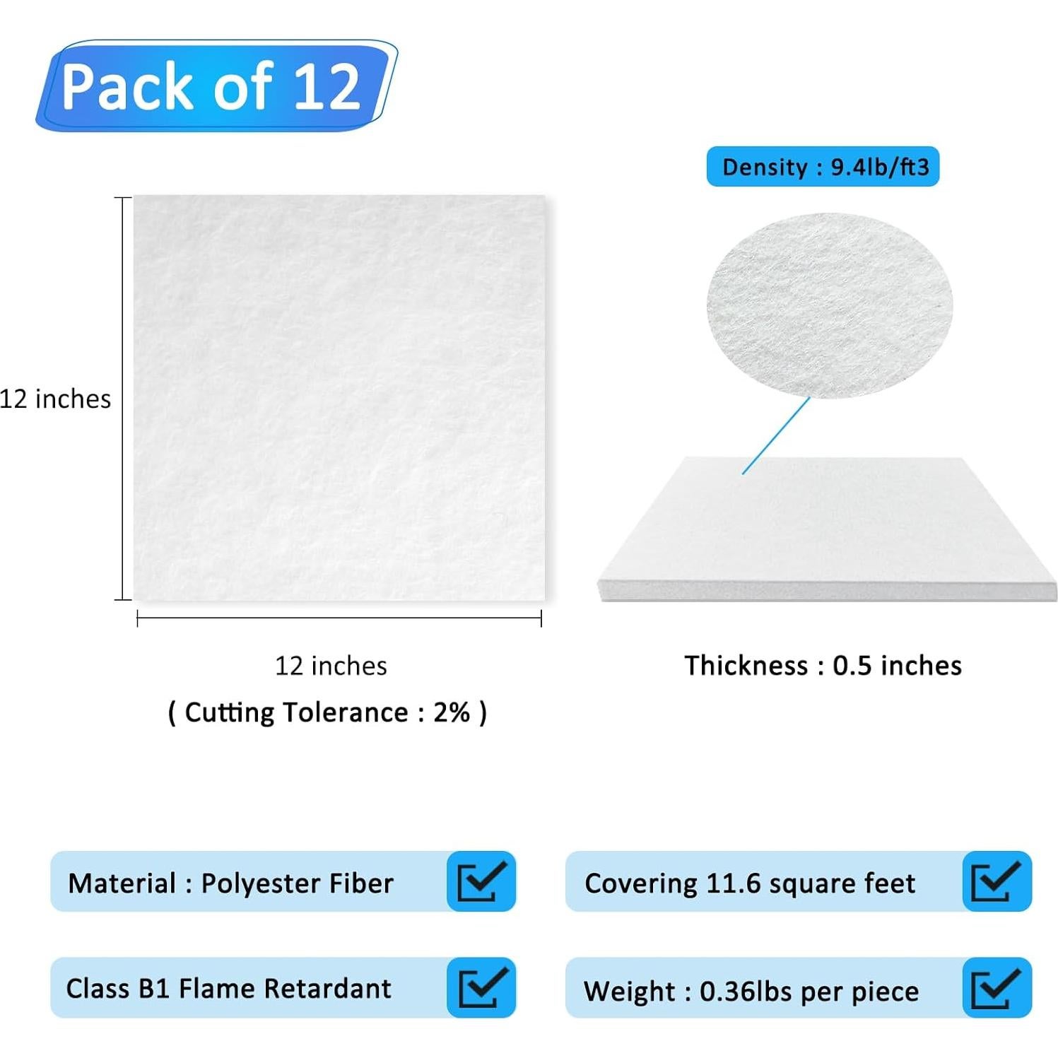 Paneles Acústicos BXI Engrosados 30x30 cm - Paquete de 12
