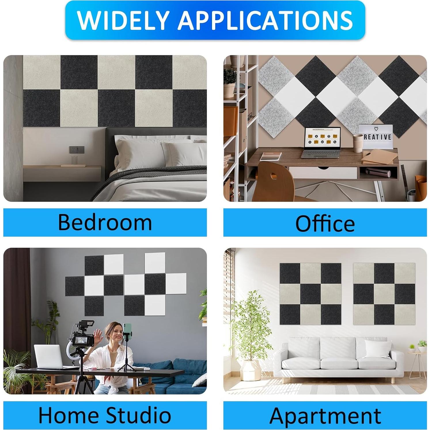 Paneles Acústicos BXI Engrosados 30x30 cm - Paquete de 12