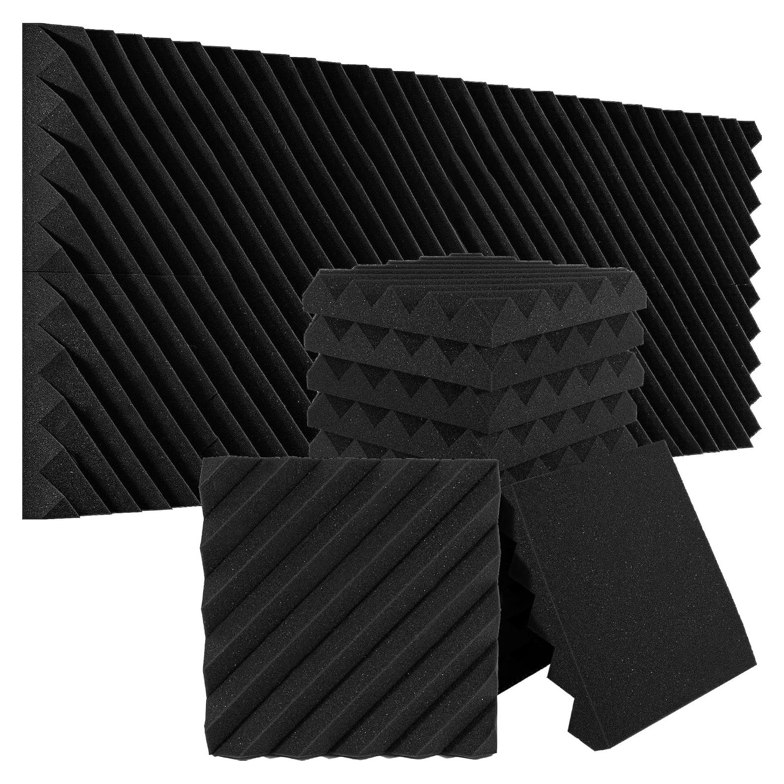 Paquete de 12 Paneles Acústicos de Espuma 30.48x30.48 cm Negro