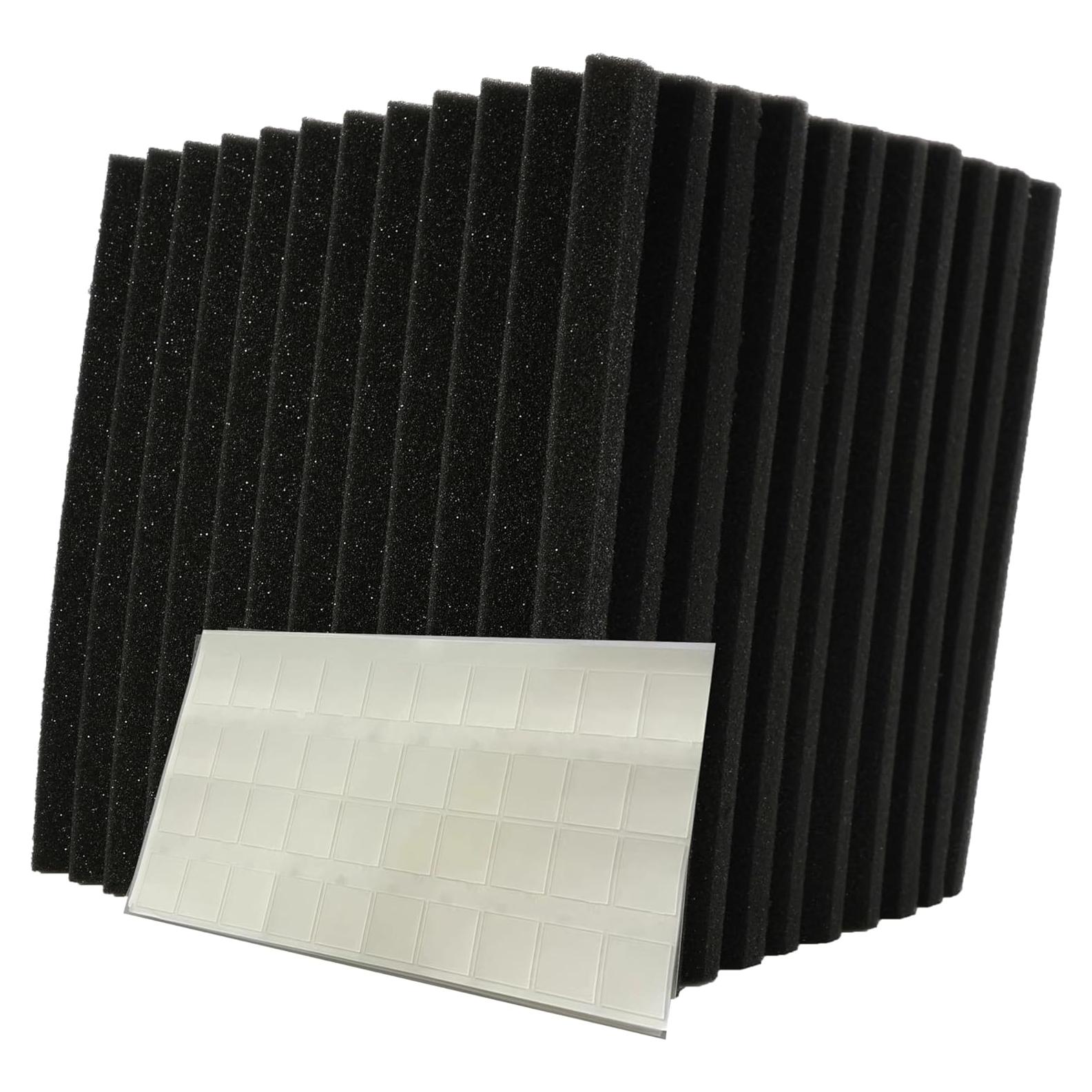 Paquete de 12 paneles de espuma acústica negra 30x30 cm