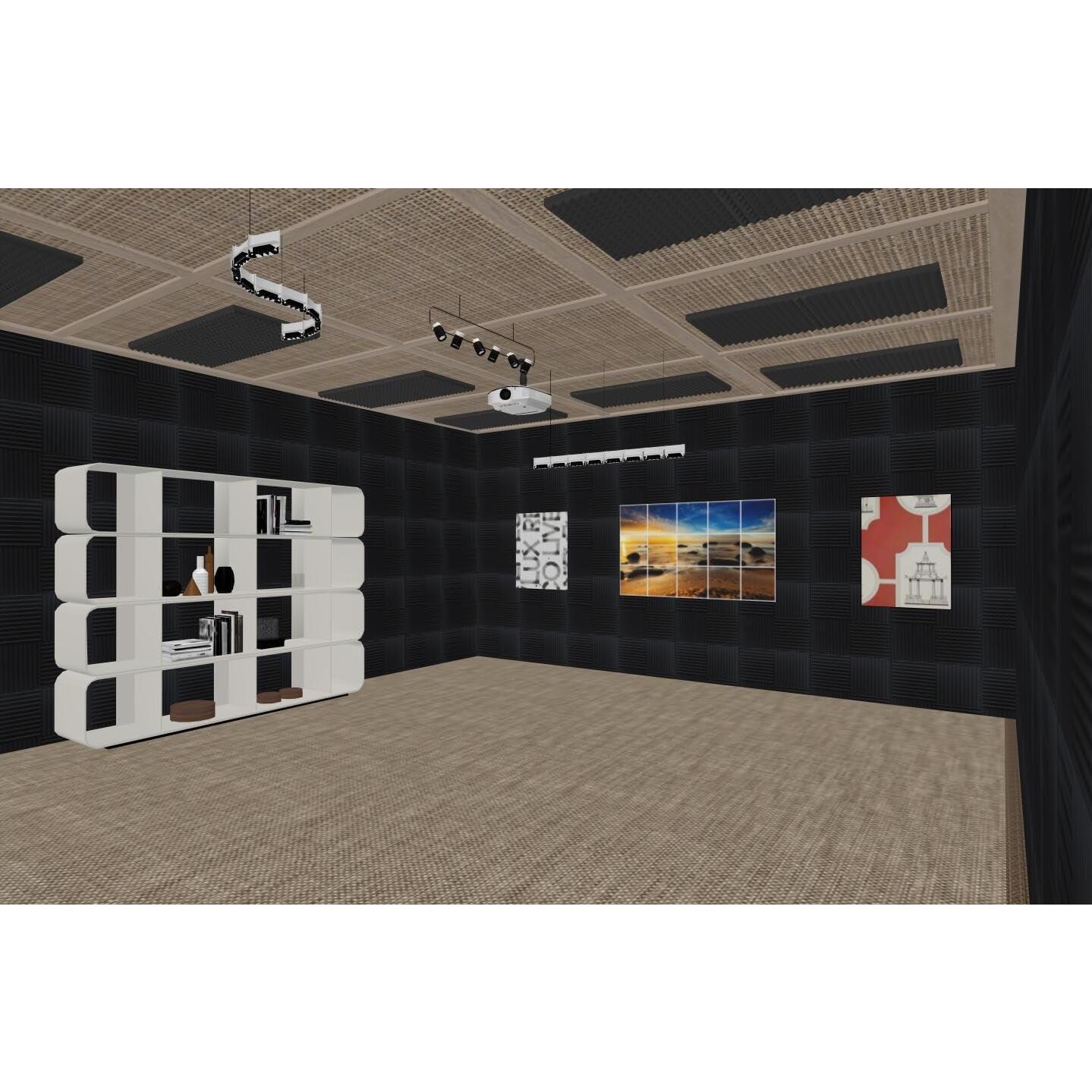 Paquete de 12 paneles de espuma acústica negra 30x30 cm