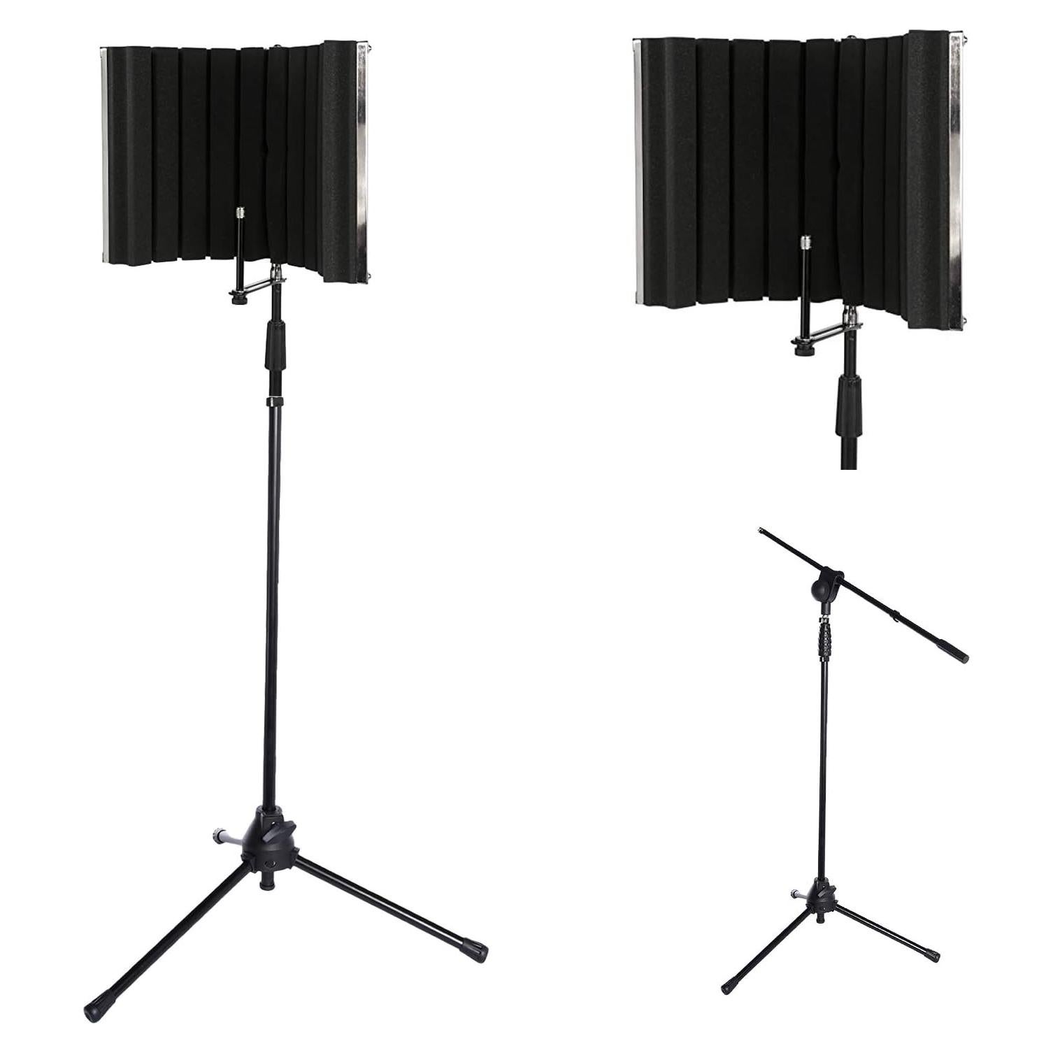 LyxPro VRI-30 Vocal Absorbing and Recording Microphone Isolation Shield Panel with Strong Durable Adjustable TMS-1 Microphone Stand Boom Arm For Home Office and Studio Portable & Foldable Stand Mount