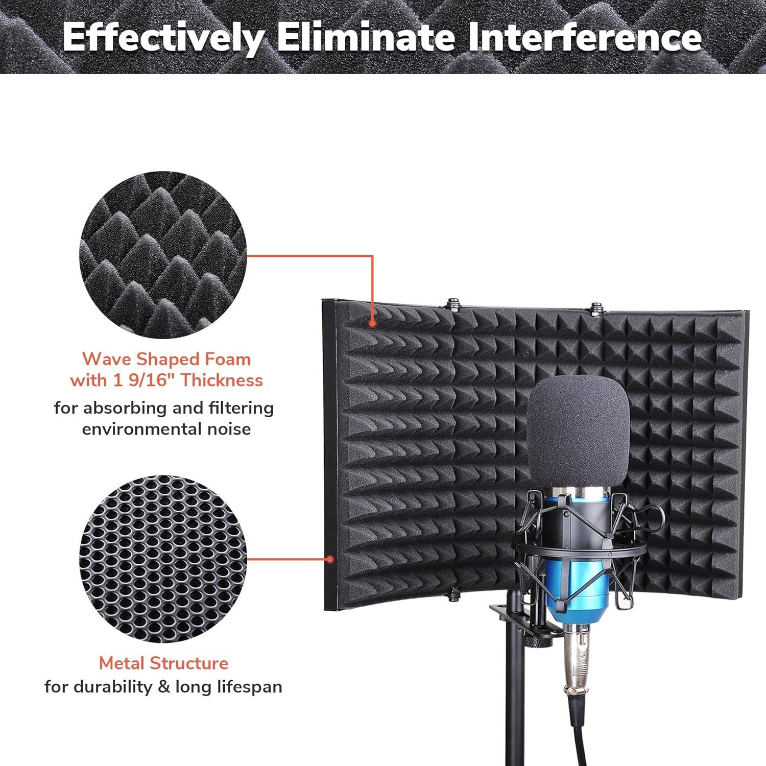 Panel Aislante de Micrófono AW 3 Pliegues 33x24 cm Espuma Acústica