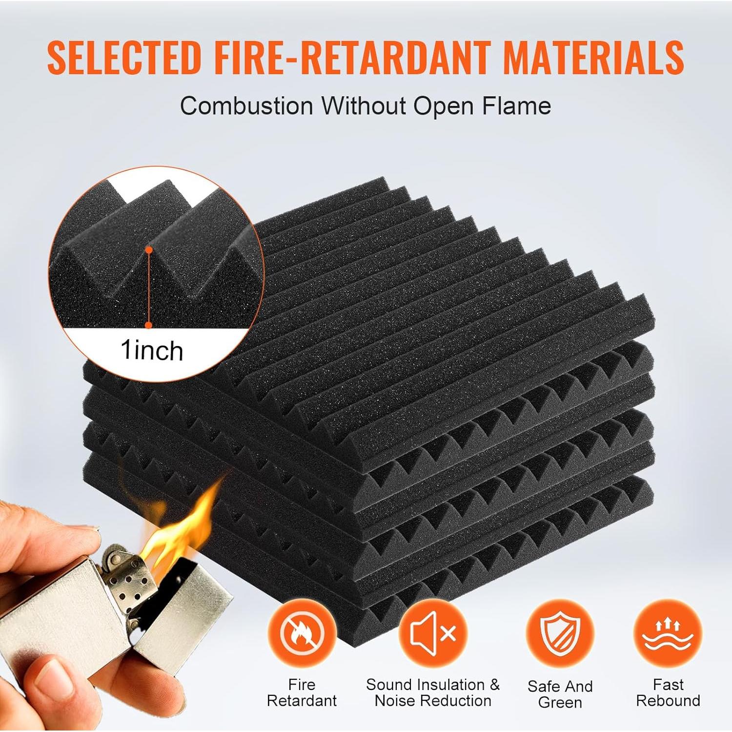 Paneles Acústicos VEVOR 52 Piezas 30.48x30.48cm Alta Densidad