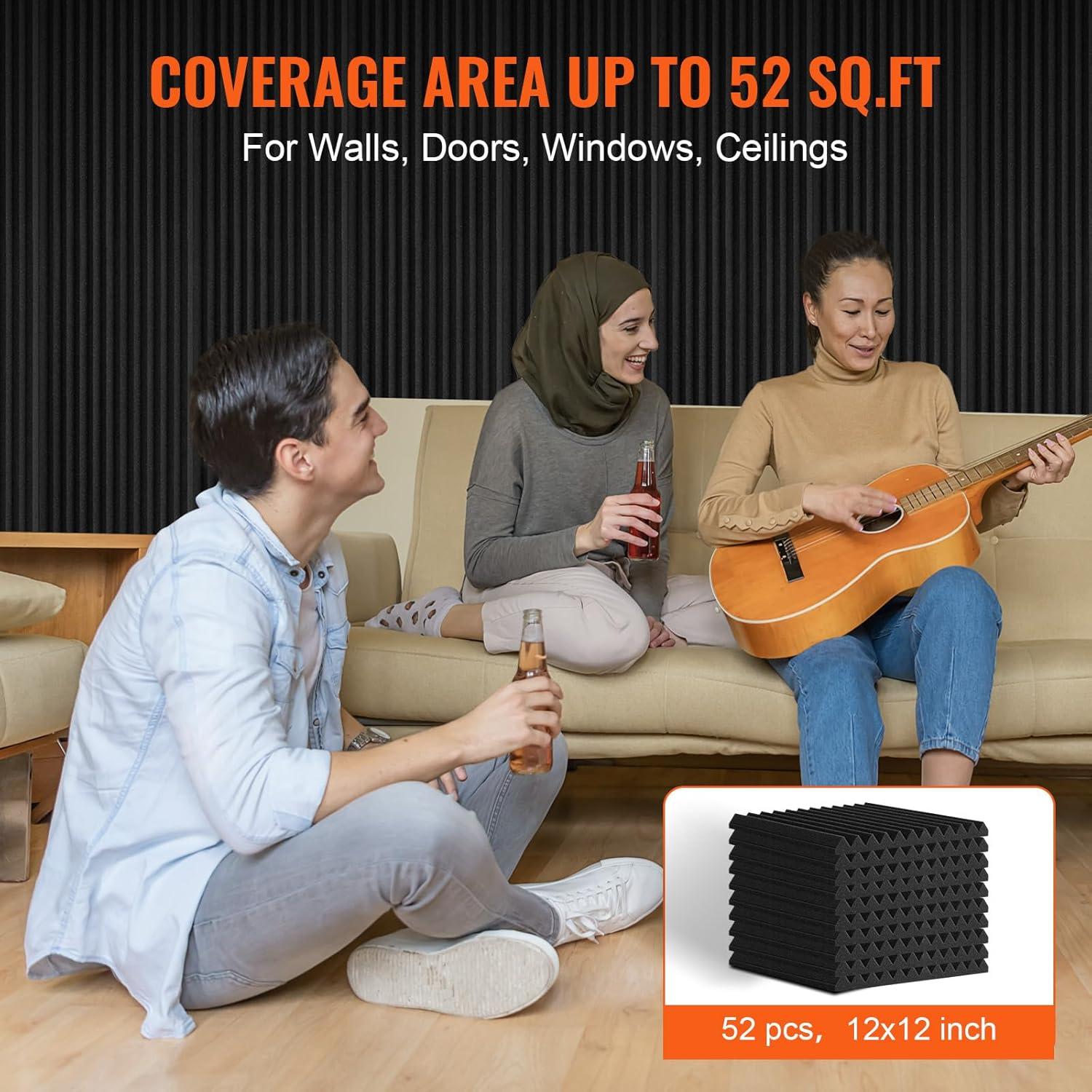 Paneles Acústicos VEVOR 52 Piezas 30.48x30.48cm Alta Densidad