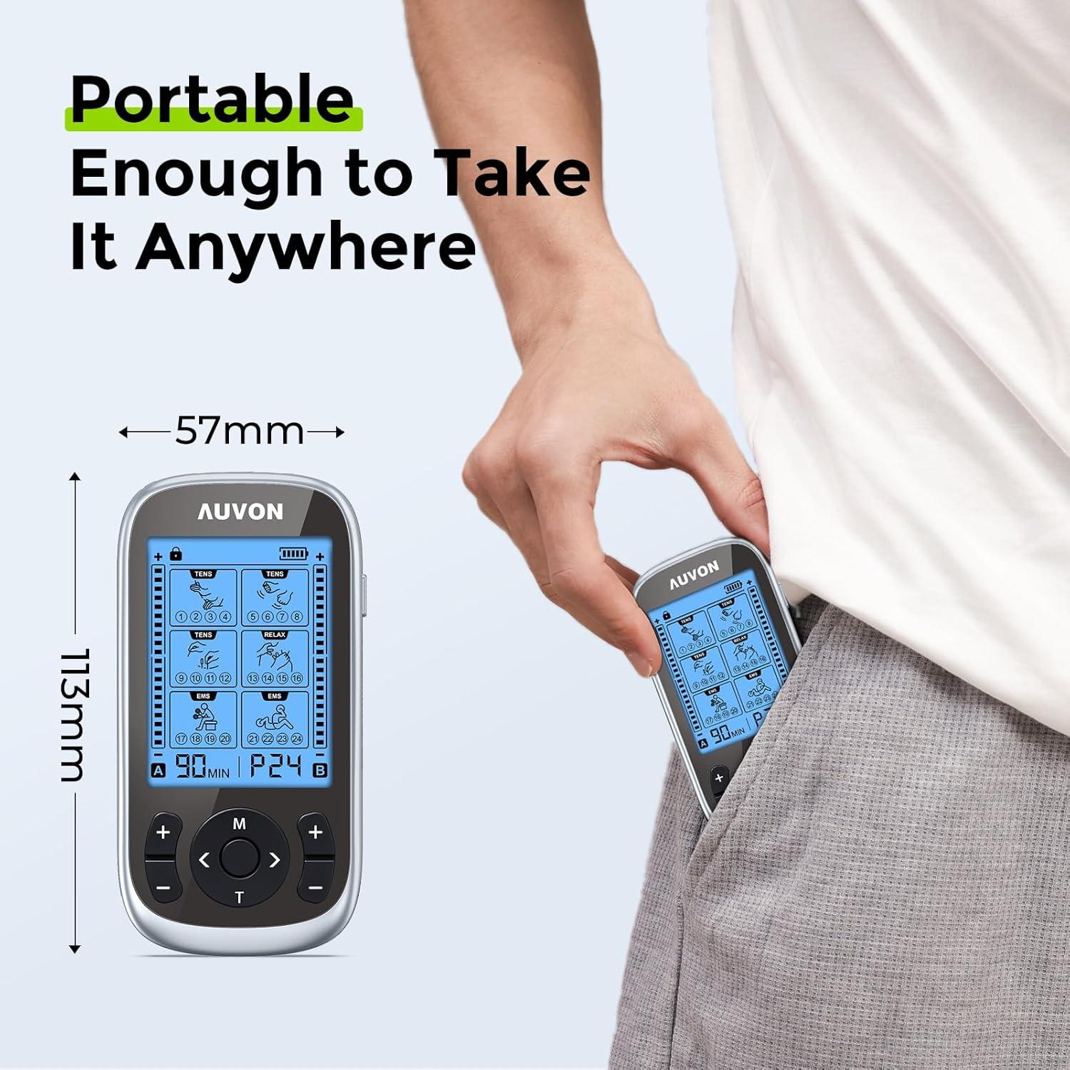 Estimulador Muscular AUVON TENS 3-en-1 con 40 Intensidades